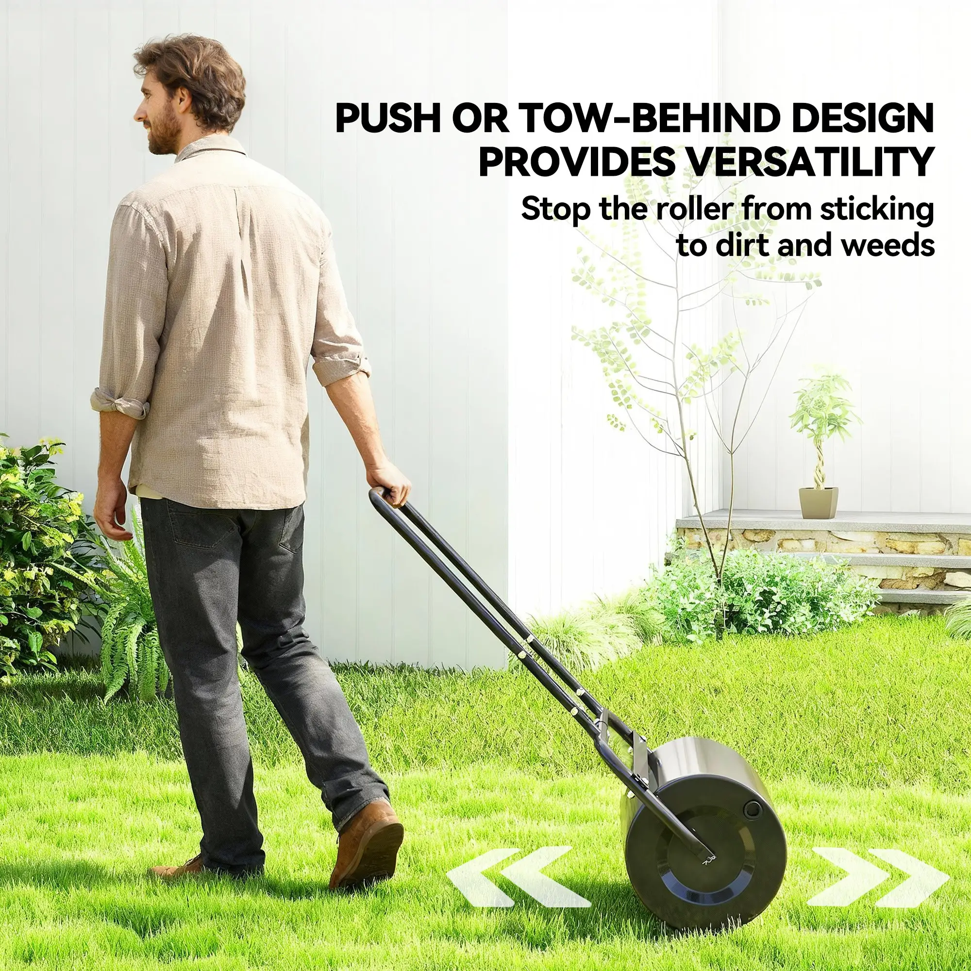 Heavy Duty Lawn Roller, 20" Push Tow Sod Roller, Grass Flattener, Black - Image 6