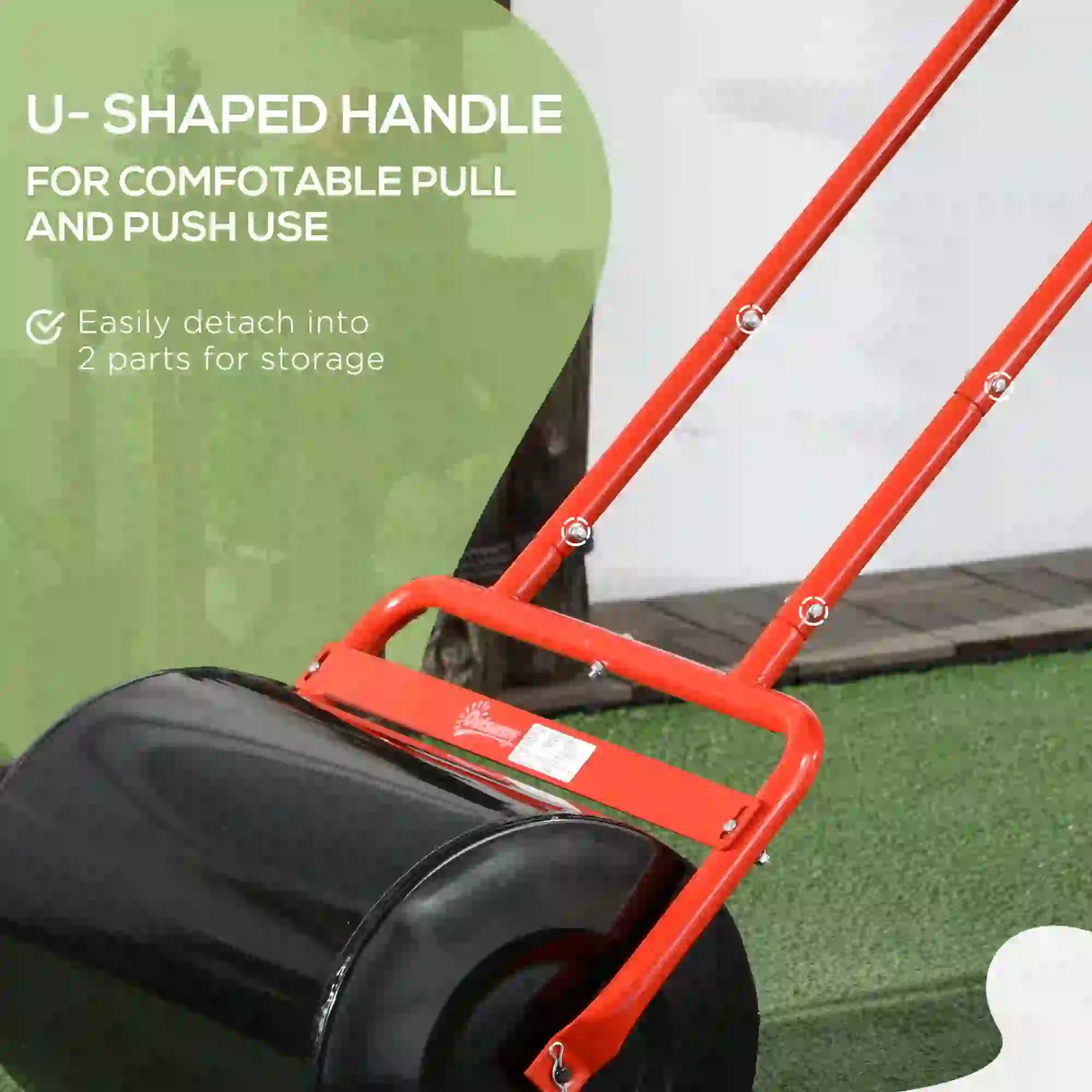 Heavy Duty Lawn Roller, 20" Push Tow Sod Roller, Grass Flattener, Red - Image 7
