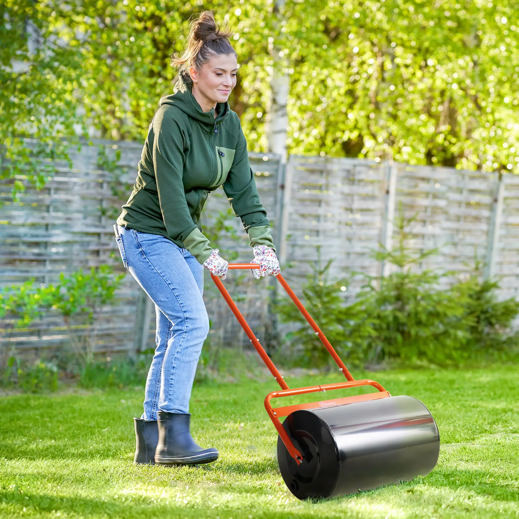 Heavy Duty Lawn Roller, 20" Push Tow Sod Roller, Grass Flattener, Red - Image 8