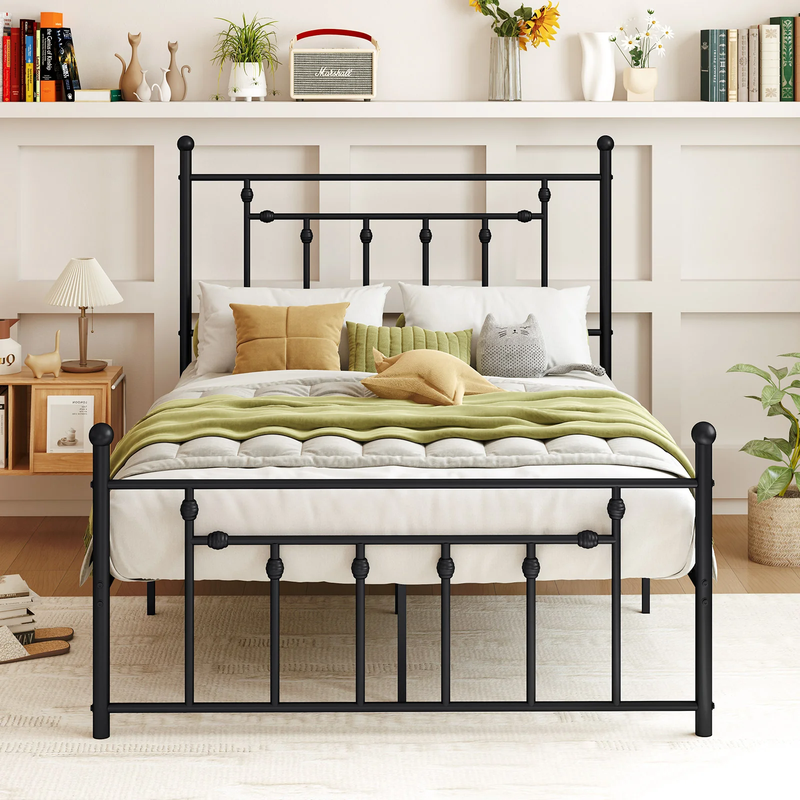 Heavy Duty Metal Bed Frame, Full Size, With Headboard, Black - Image 10