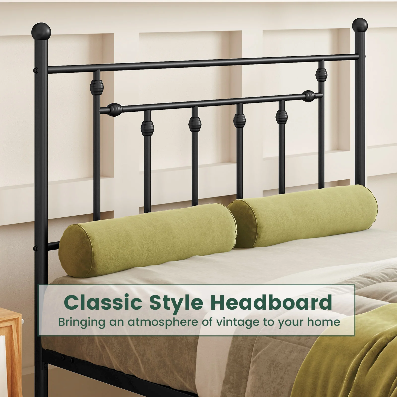 Heavy Duty Metal Bed Frame, Full Size, With Headboard, Black - Image 8