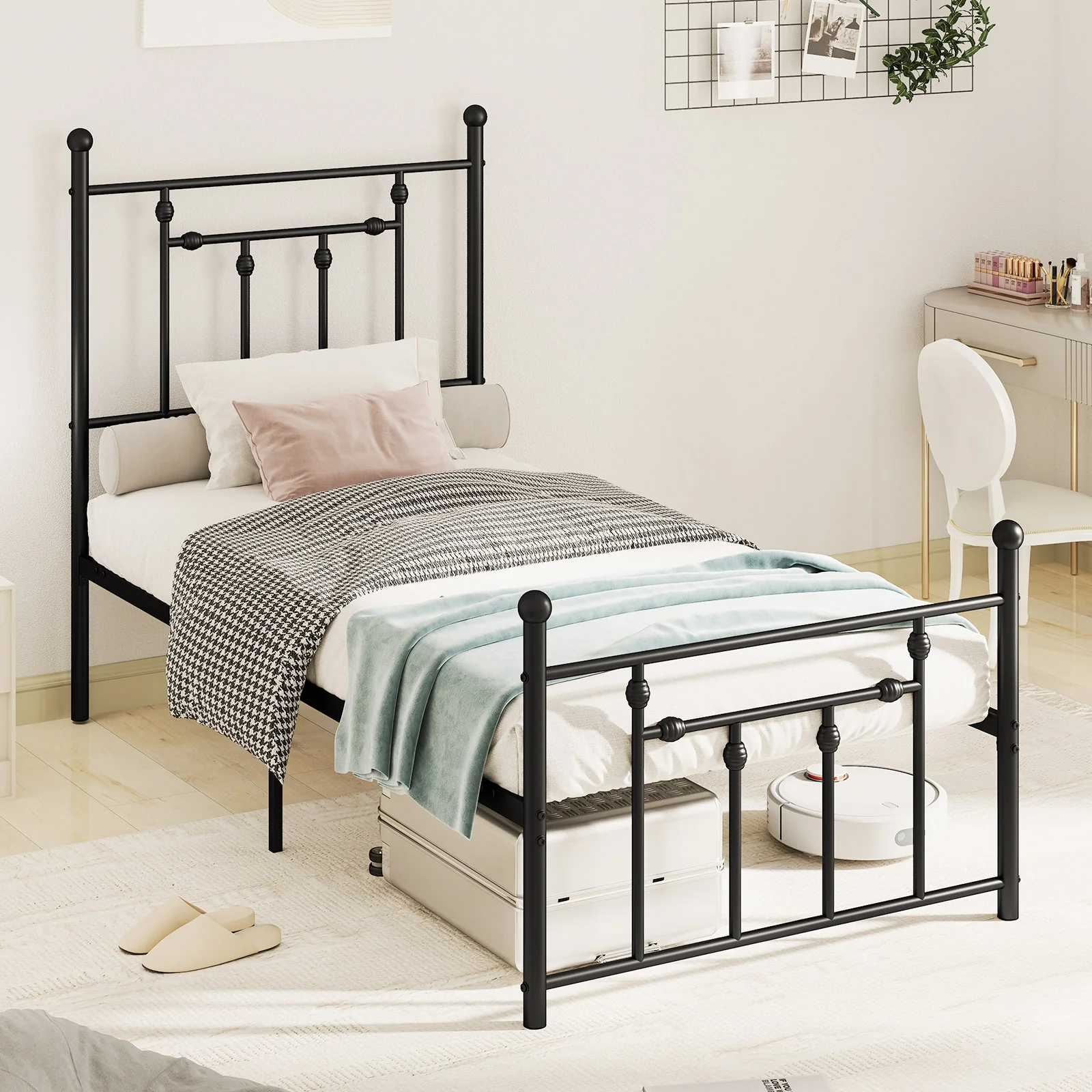 Heavy Duty Metal Bed Frame, Twin Size, Black - Image 2