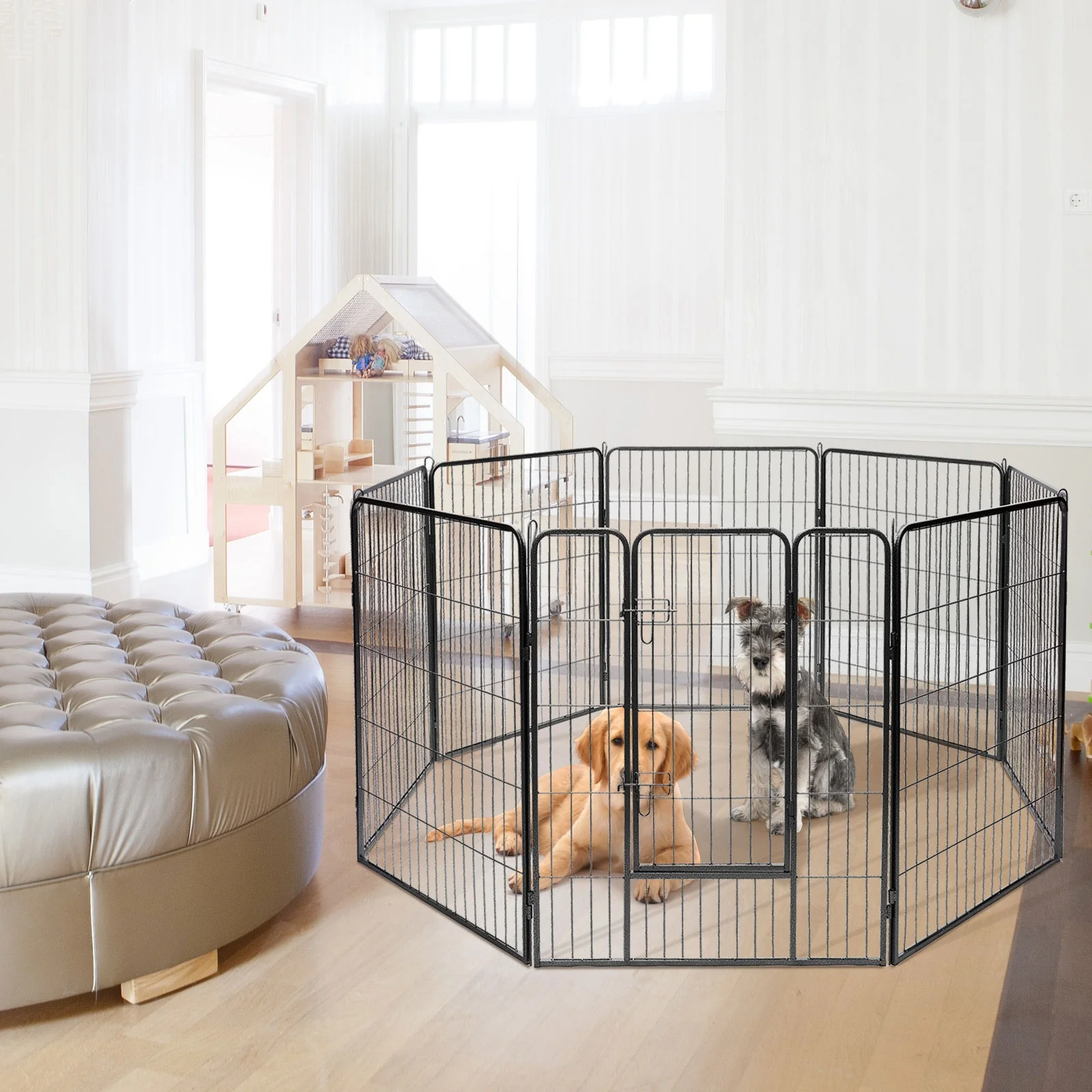 Heavy Duty Metal Pet Playpen, 40 Inch, Black - Image 2