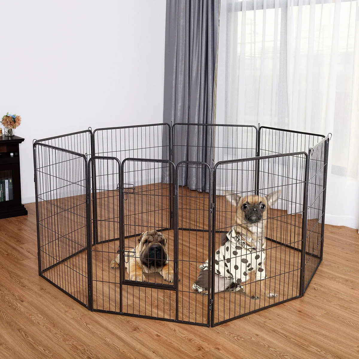 Heavy Duty Metal Pet Playpen, 40 Inch, Black - Image 7