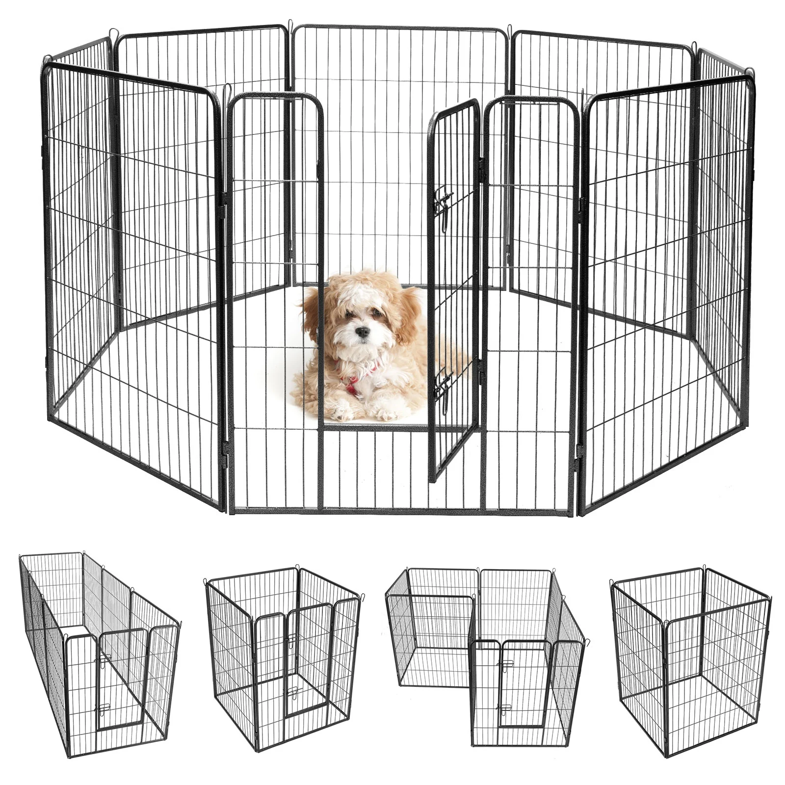 Heavy Duty Metal Pet Playpen, 40 Inch, Black - Image 8
