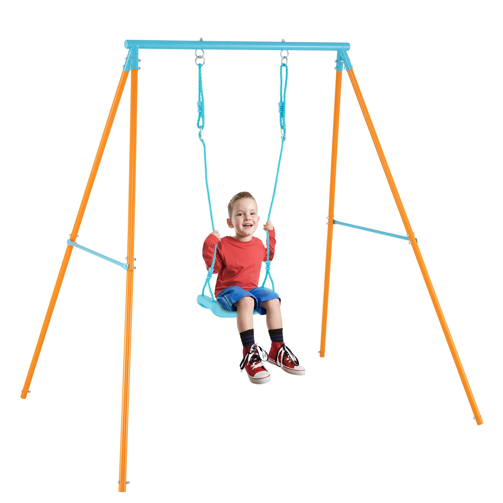 Heavy Duty Metal Toddler Swing Set, Orange - Image 5