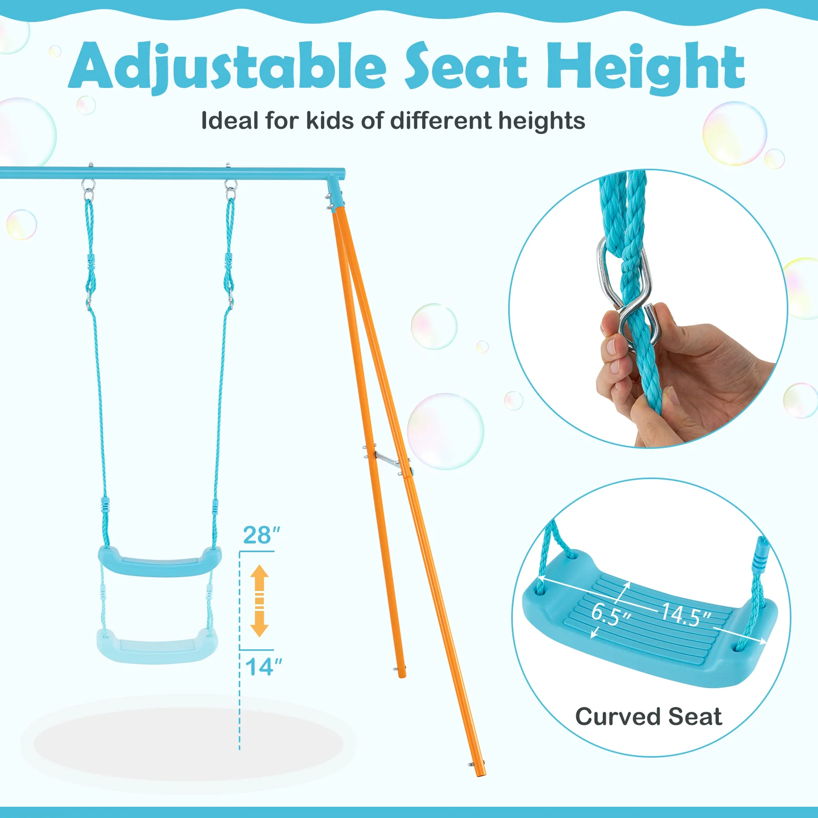 Heavy Duty Metal Toddler Swing Set, Orange - Image 7
