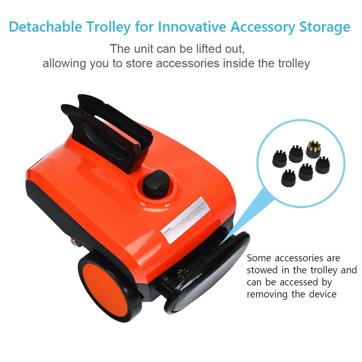 Heavy Duty Multipurpose Steam Cleaner, 18 Accessories, Orange - Image 10