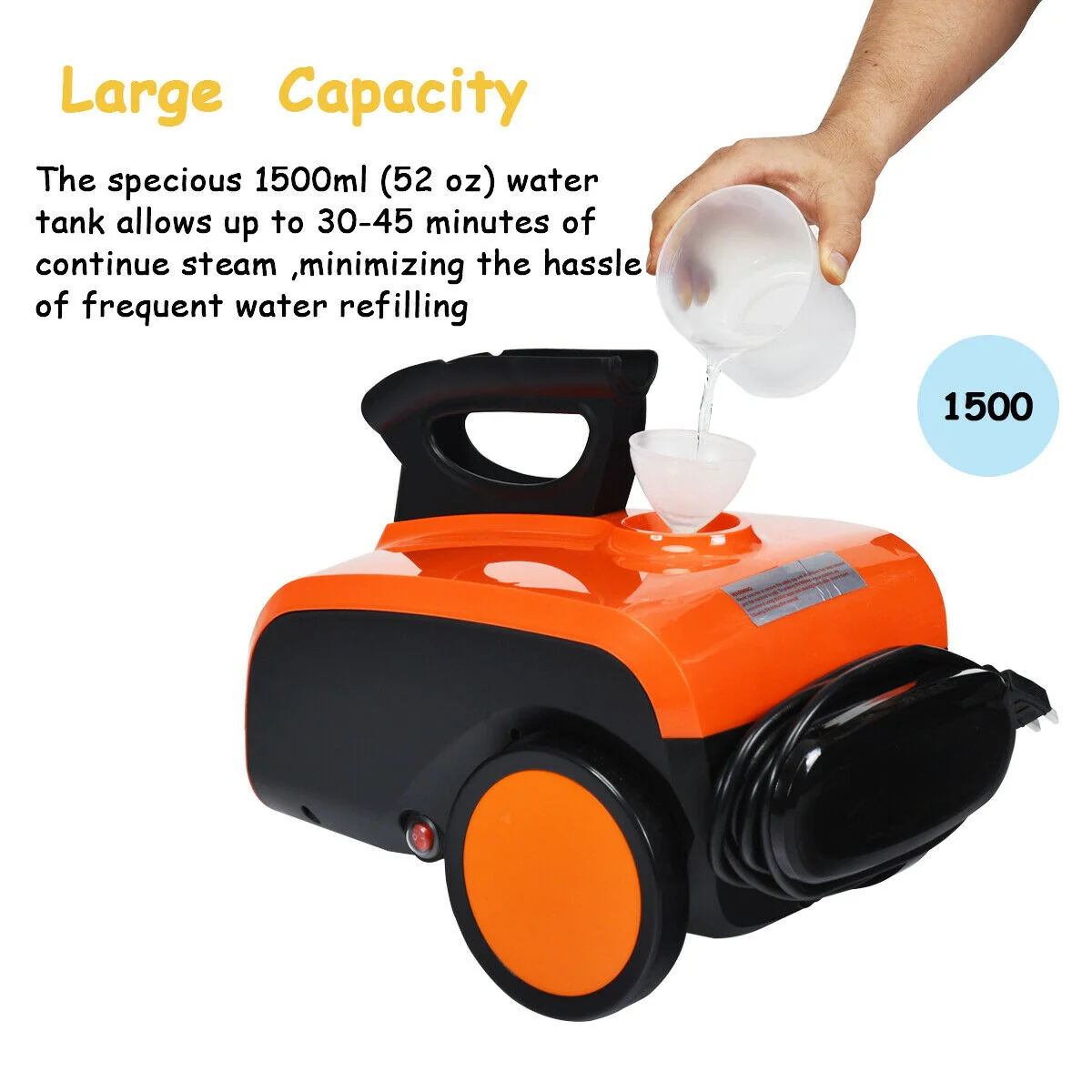 Heavy Duty Multipurpose Steam Cleaner, 18 Accessories, Orange - Image 6
