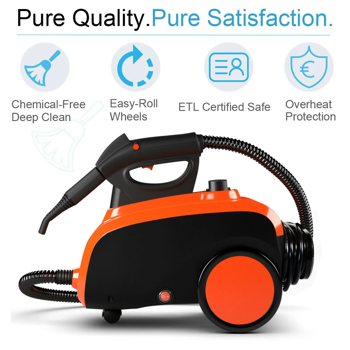 Heavy Duty Multipurpose Steam Cleaner, 18 Accessories, Orange - Image 7