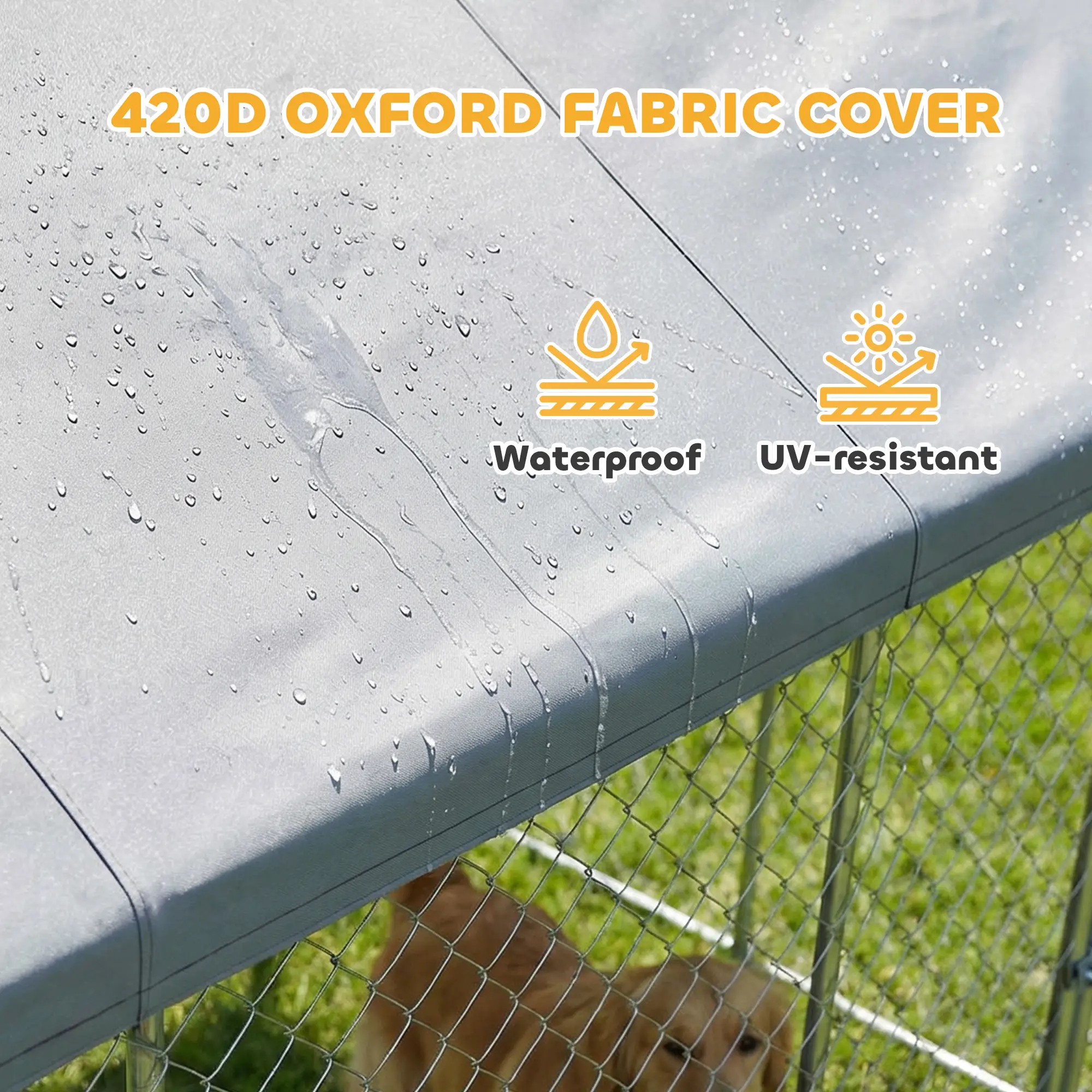 Heavy Duty Outdoor Dog Kennel, Waterproof Roof, 19.7' x 7.5' x 7.9' - Image 7