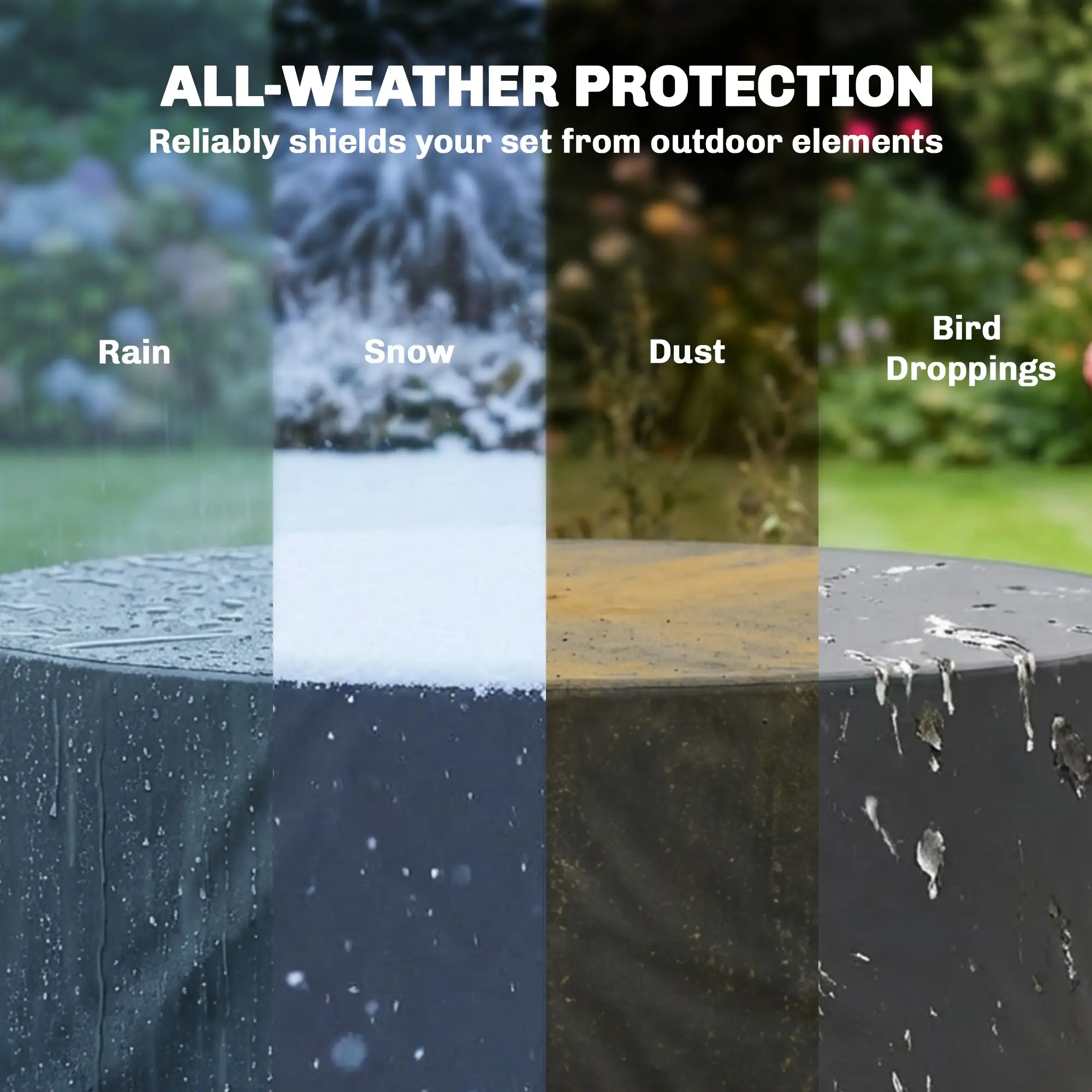Heavy Duty Outdoor Patio Furniture Cover, Waterproof 84.3" Dia. x 27.6"H, Black - Image 6