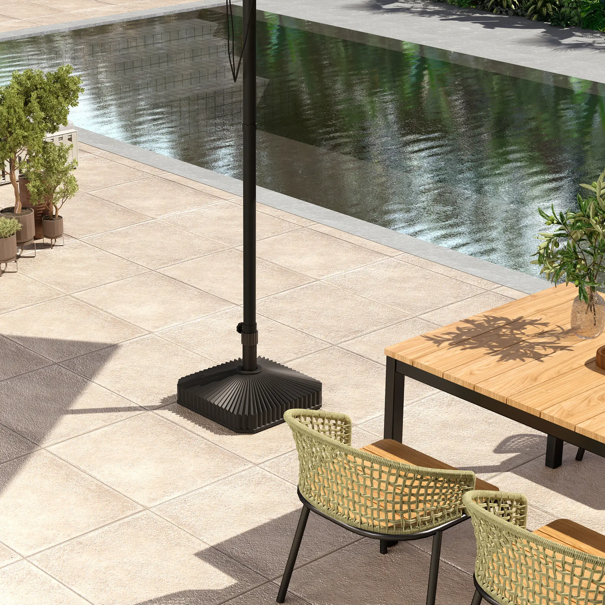 Heavy Duty Outdoor Umbrella Base Stand, 17.7" L x 17.7" W x 11.8" H, Black - Image 10