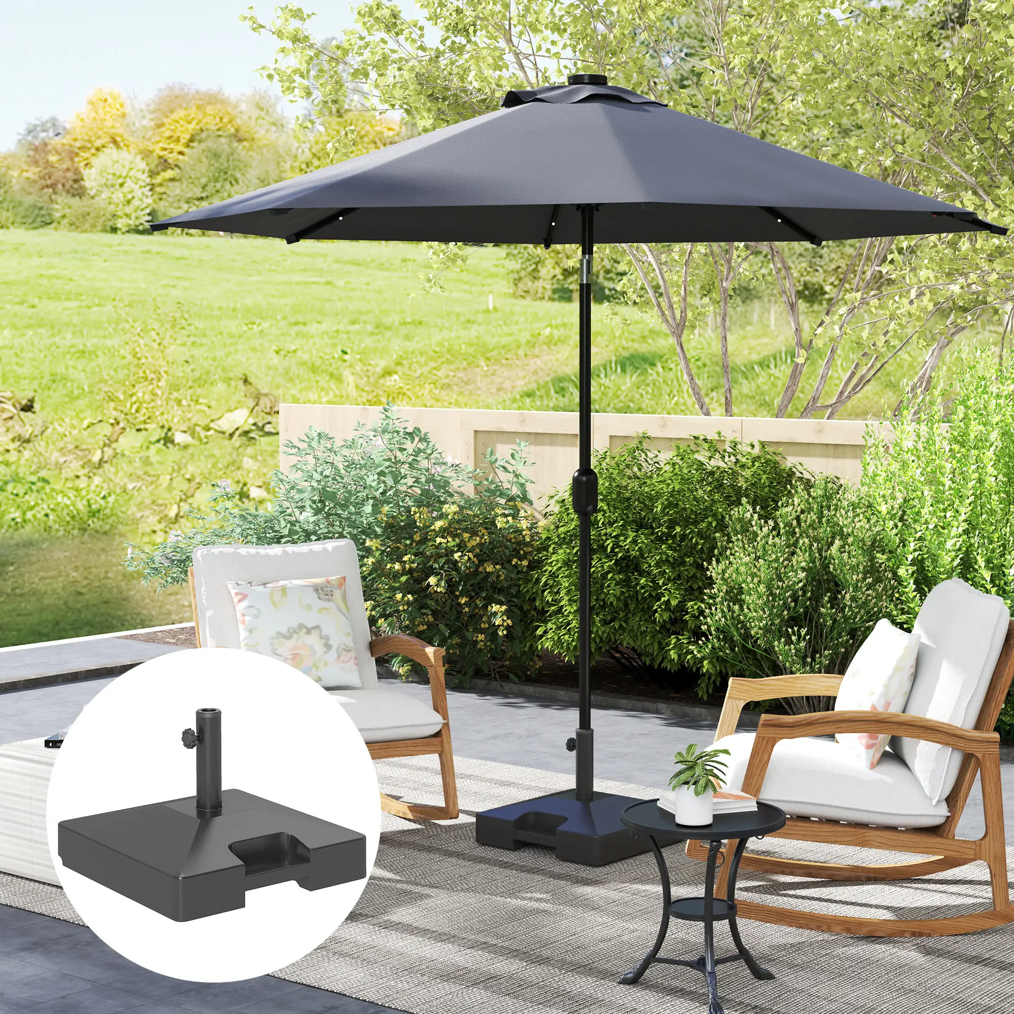 Heavy Duty Outdoor Umbrella Base with Wheels, Holds 73lbs, Black - Image 10