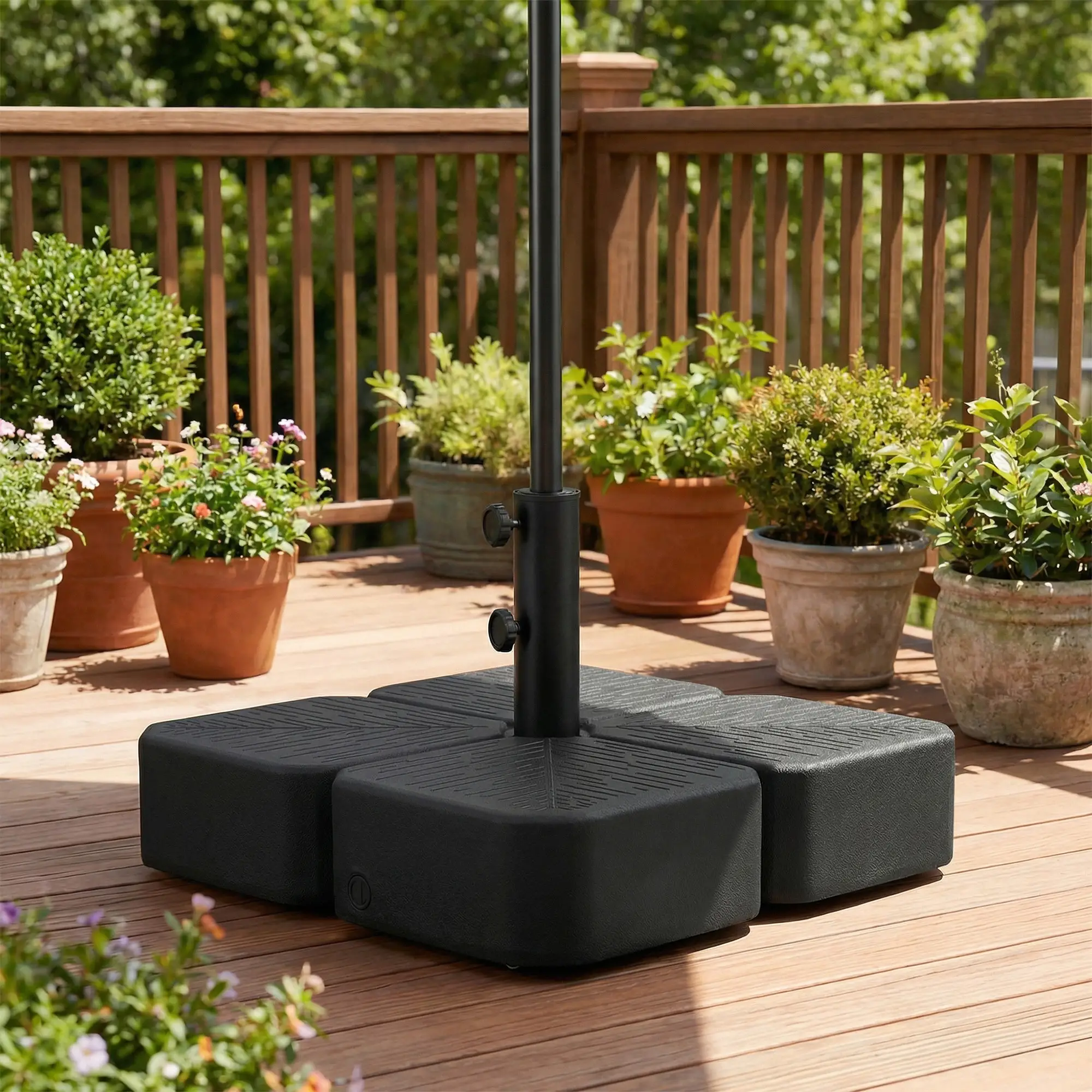 Heavy Duty Outdoor Umbrella Stand, 1.5"/1.9" Poles, Wheels With Brake, Black - Image 10