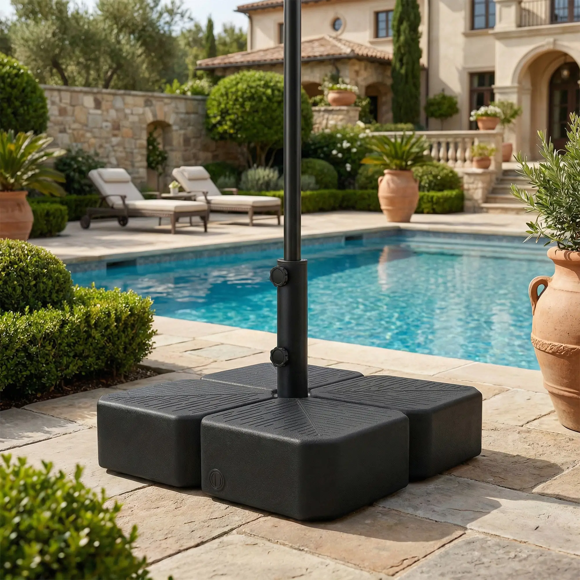 Heavy Duty Outdoor Umbrella Stand, 1.5"/1.9" Poles, Wheels With Brake, Black - Image 9