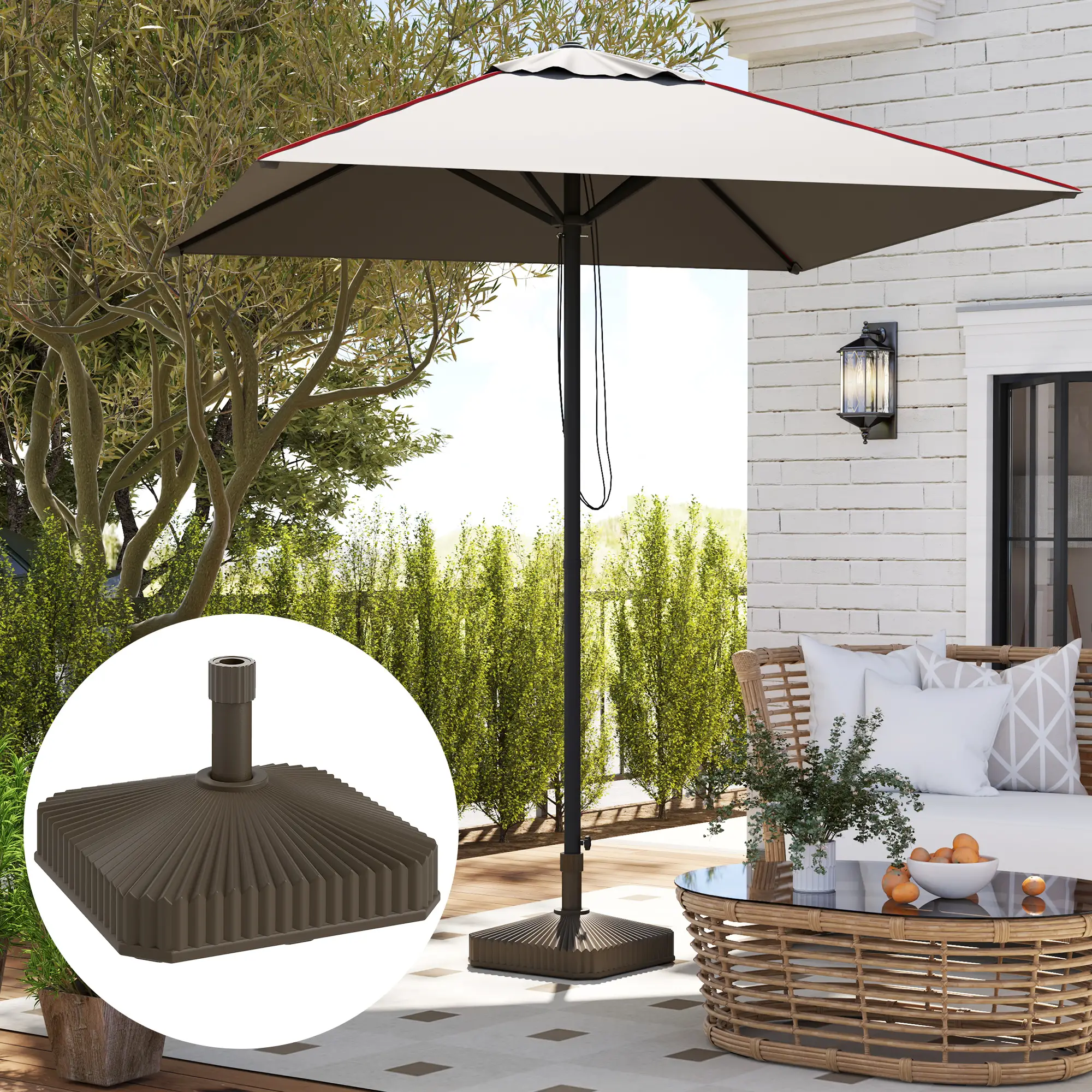 Heavy Duty Outdoor Umbrella Stand Base, 17.7" L x 17.7" W x 11.8" H, Brown - Image 9