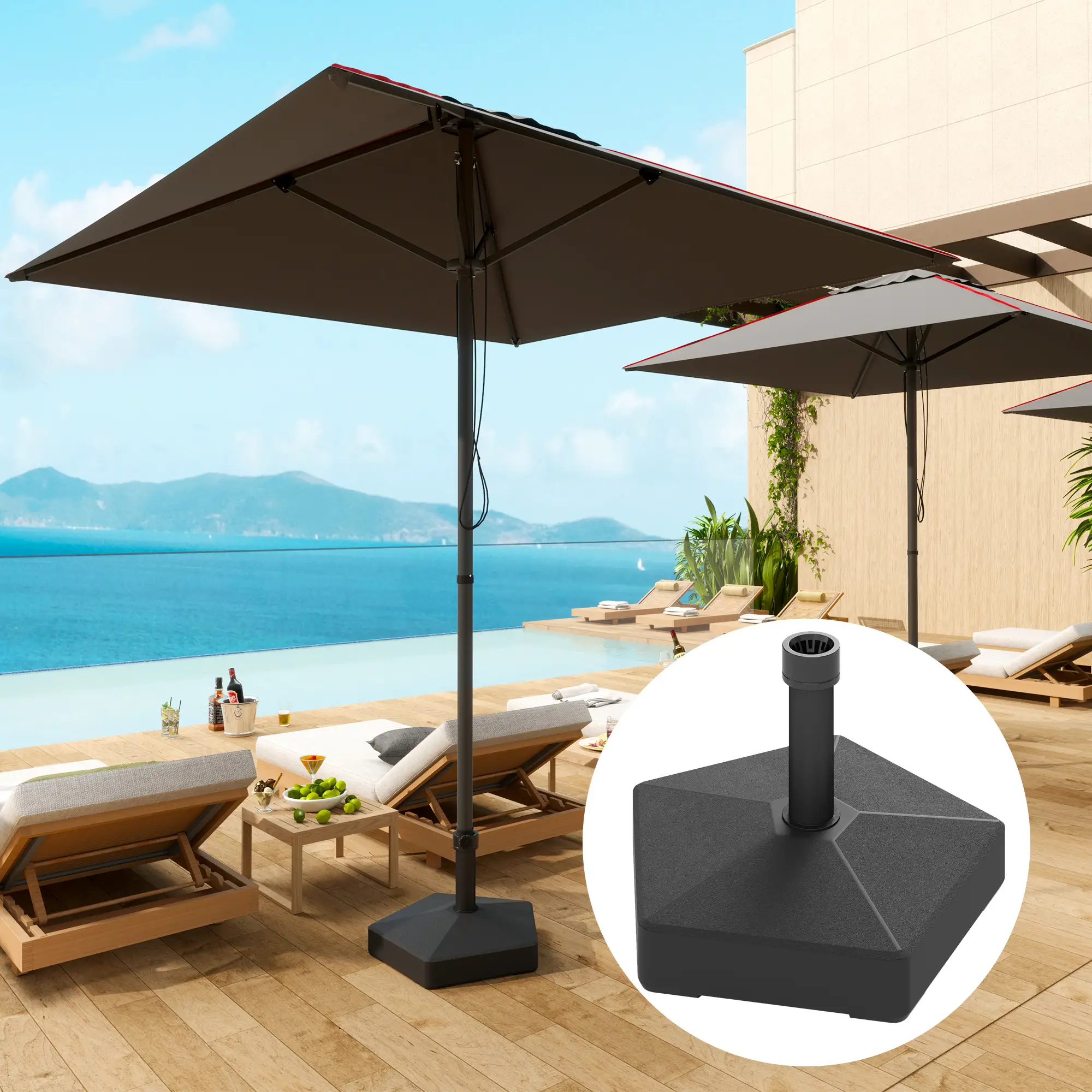 Heavy Duty Outdoor Umbrella Stand Base, Black - Image 2