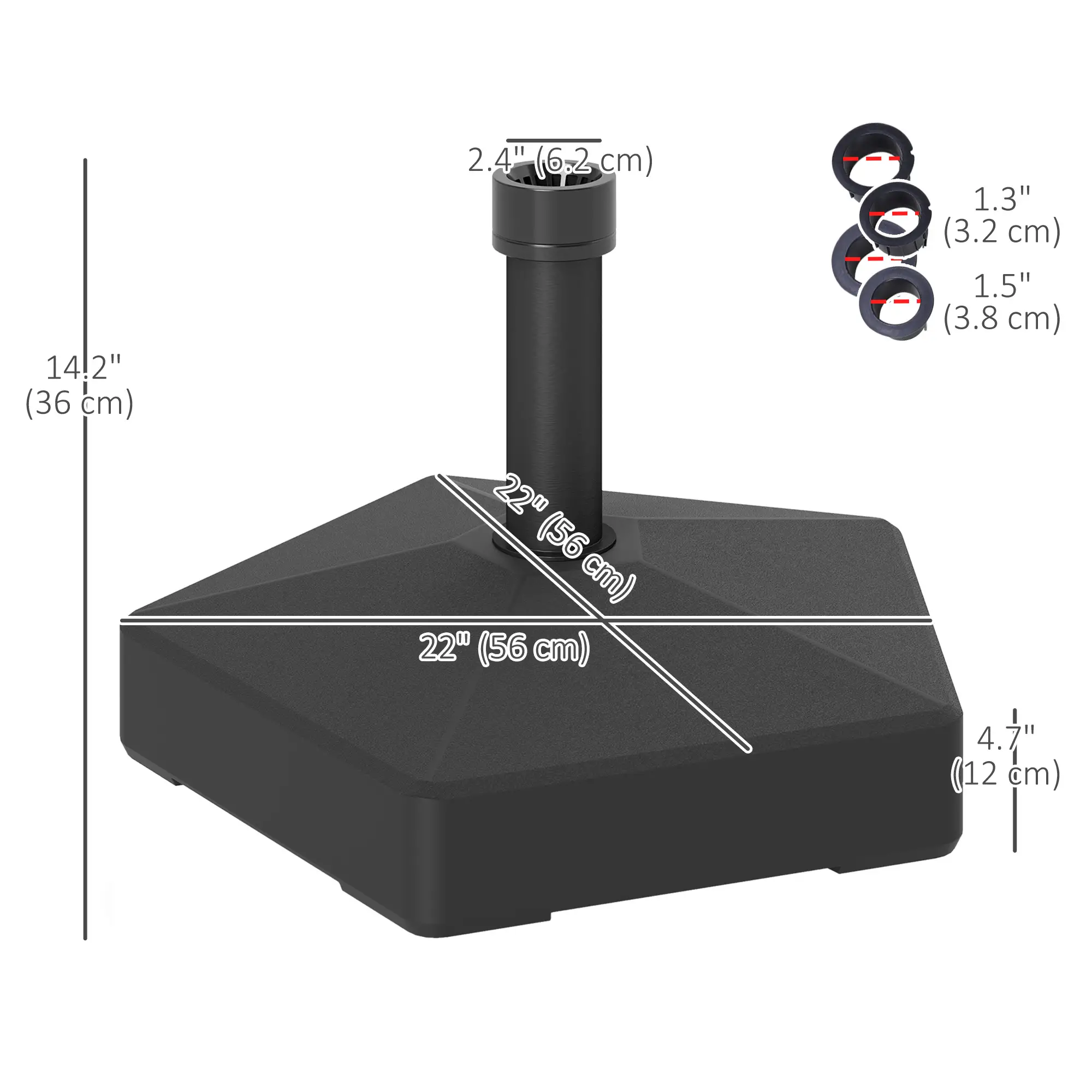 Heavy Duty Outdoor Umbrella Stand Base, Black - Image 3
