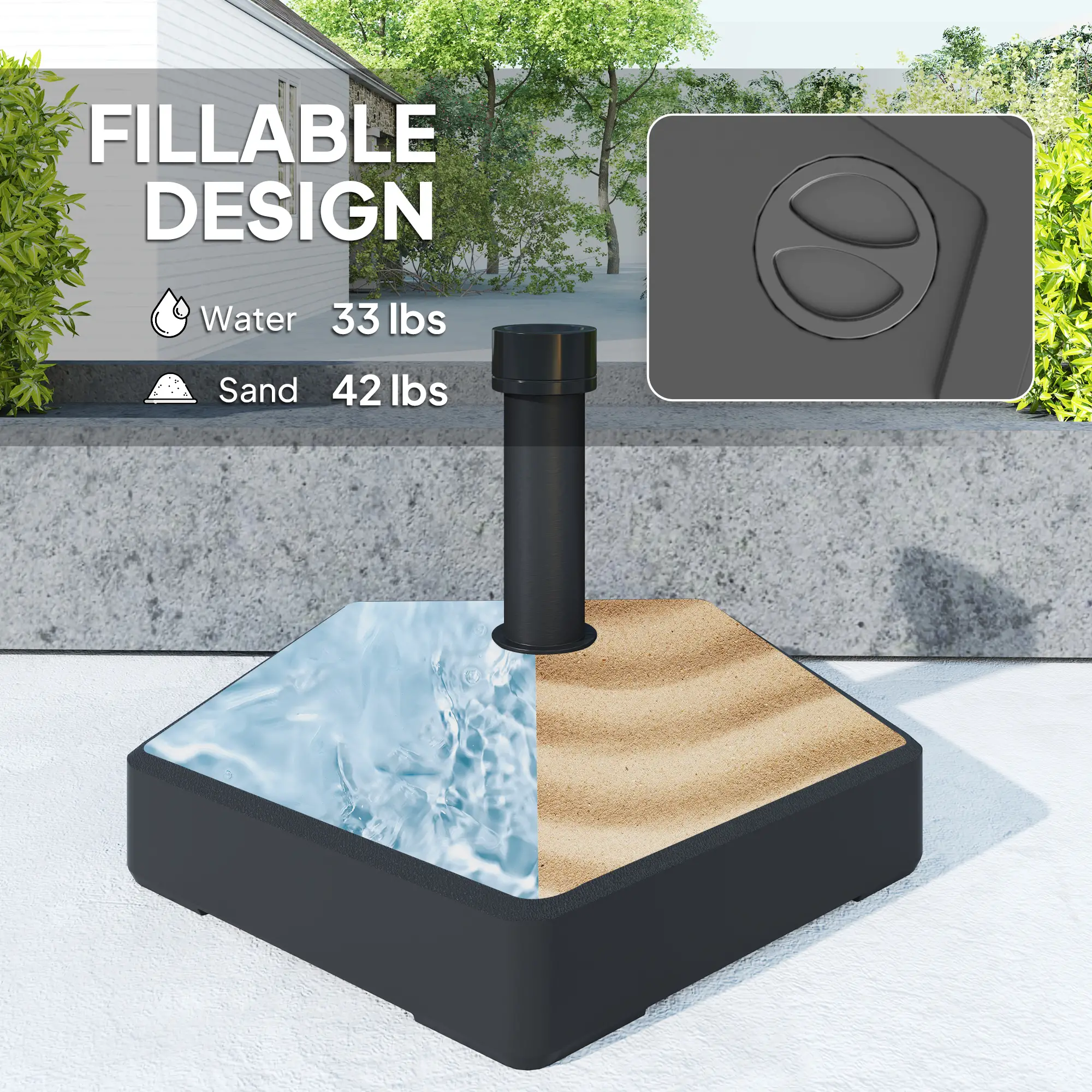 Heavy Duty Outdoor Umbrella Stand Base, Black - Image 4