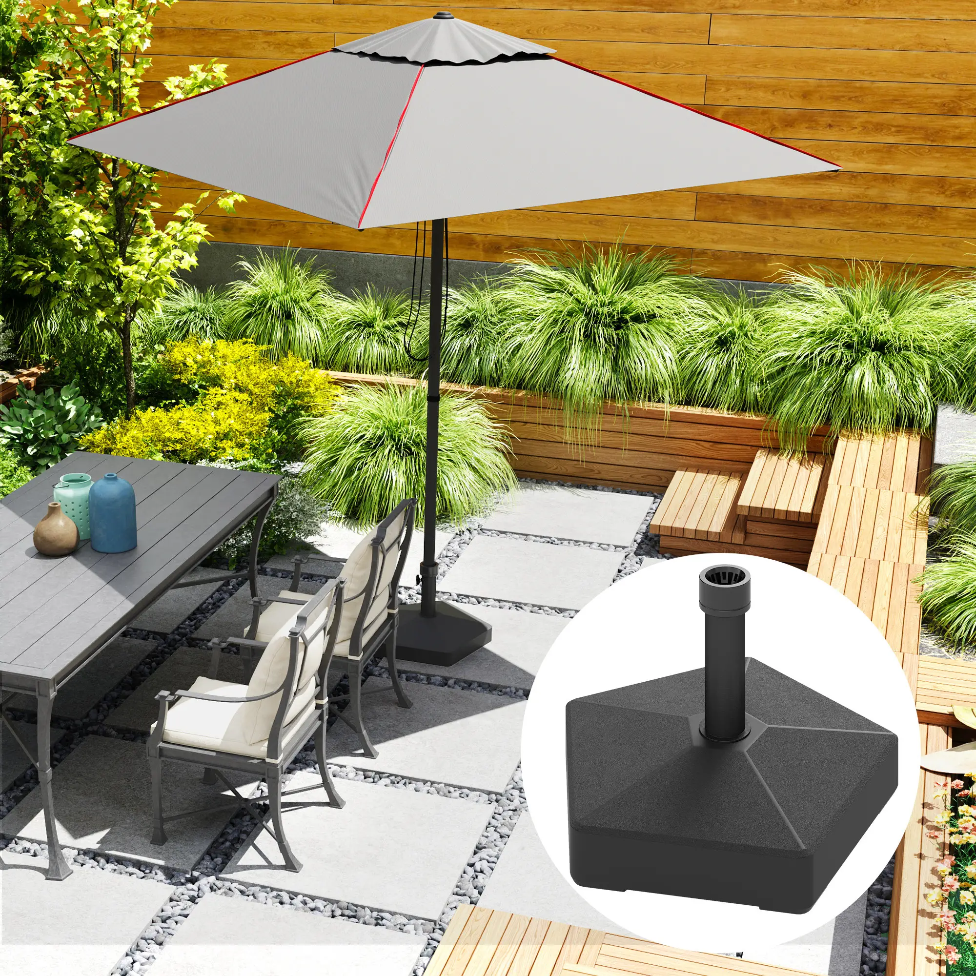 Heavy Duty Outdoor Umbrella Stand Base, Black - Image 8