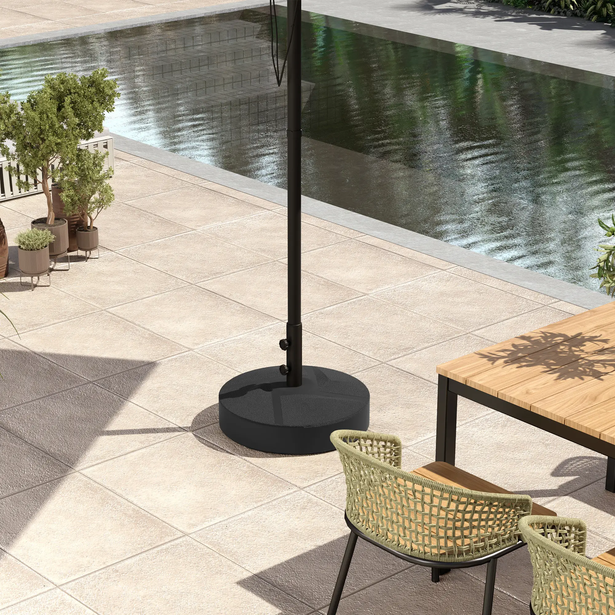 Heavy Duty Outdoor Umbrella Stand Base, Sand Water Filled, Φ22" x 15.7" H, Black - Image 10