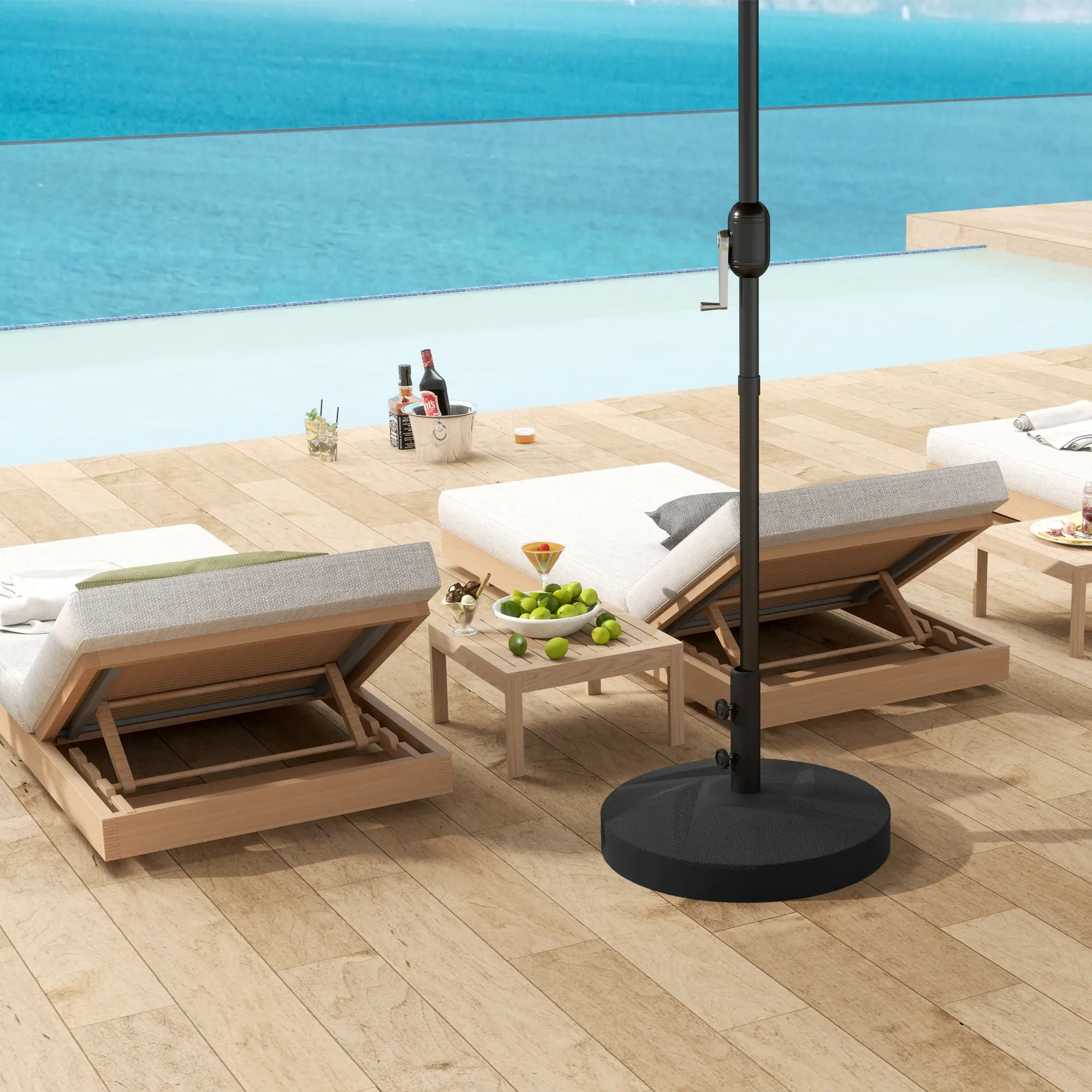 Heavy Duty Outdoor Umbrella Stand Base, Sand Water Filled, Φ22" x 15.7" H, Black - Image 7