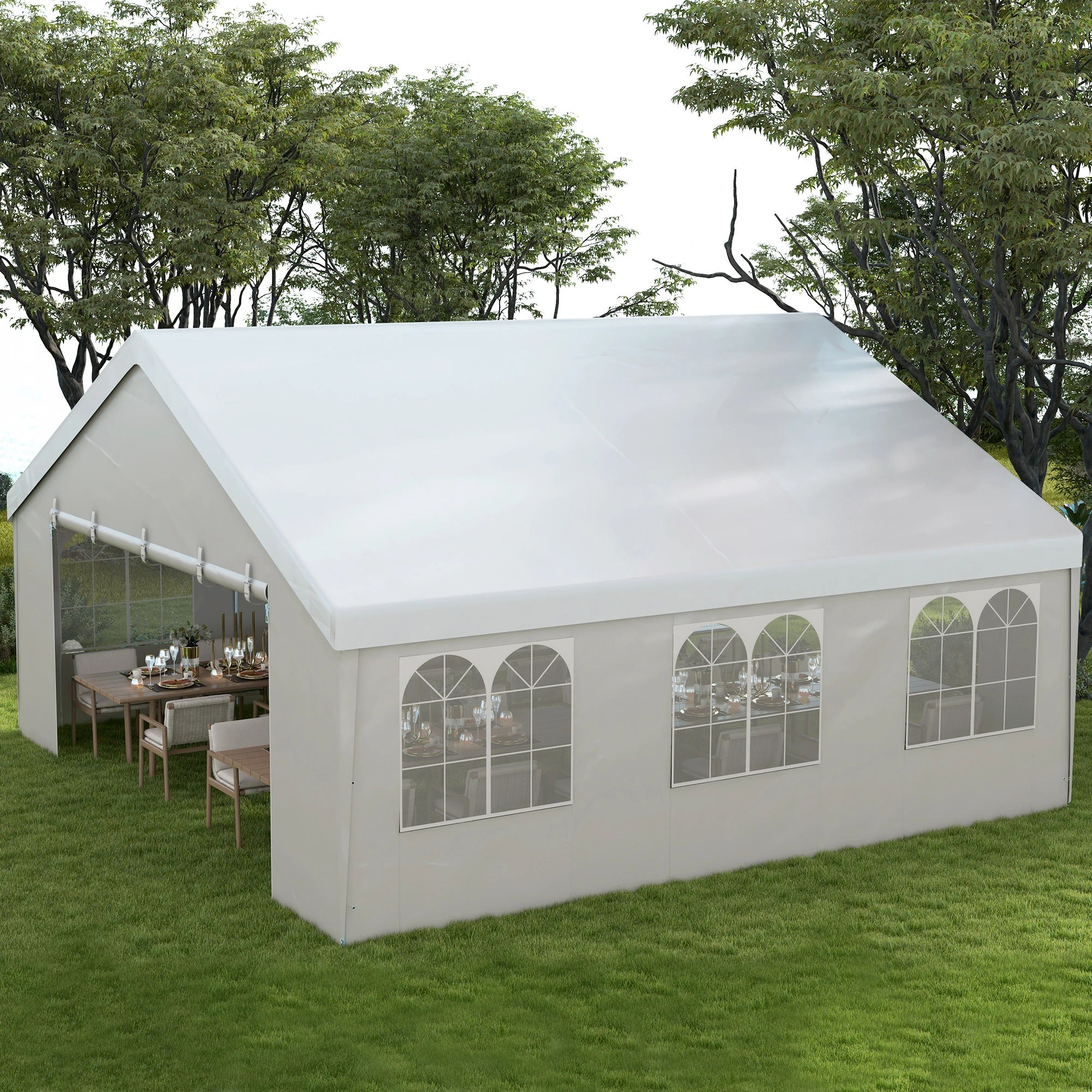Heavy Duty Party Tent, 19.5' x 19', Large Canopy, White - Image 2
