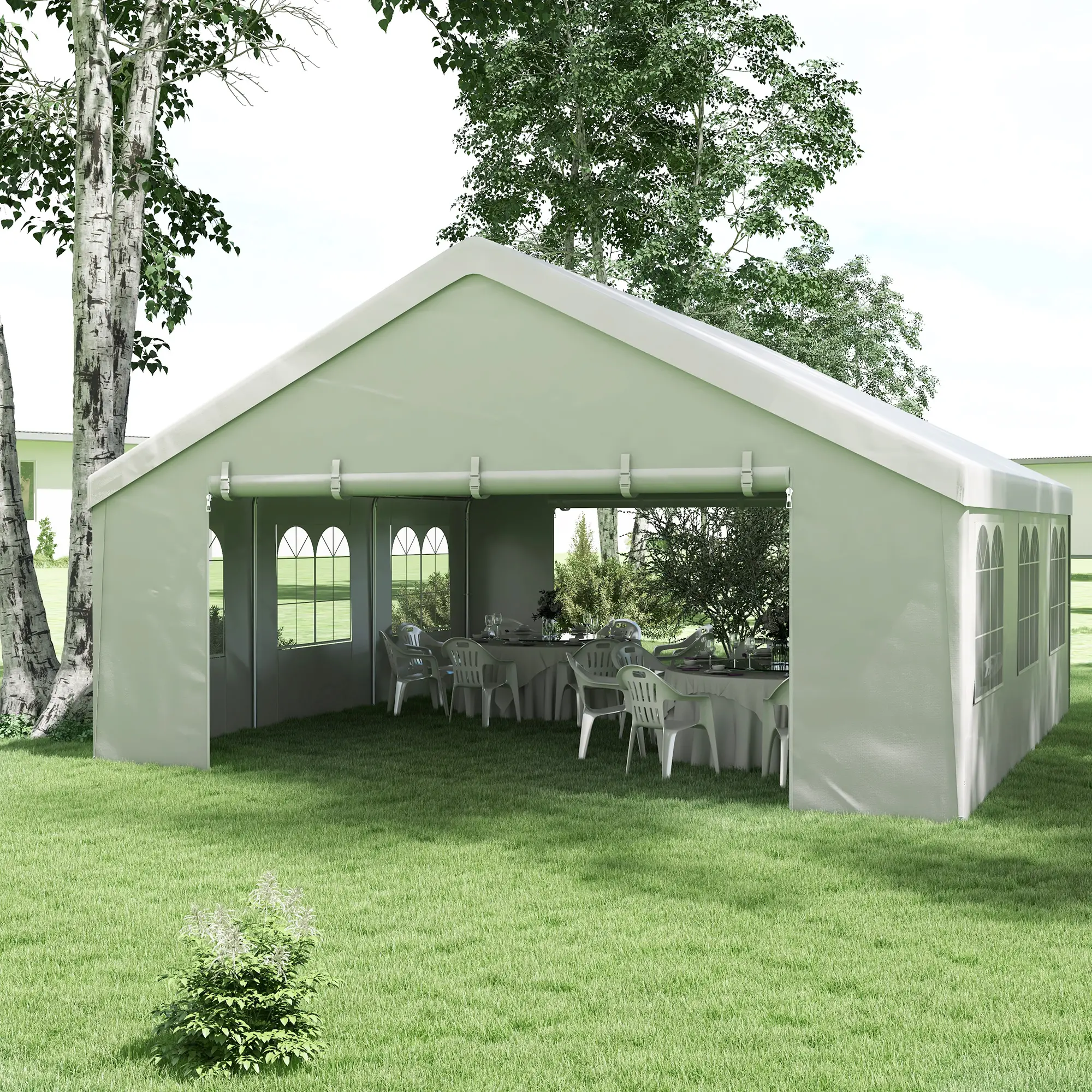 Heavy Duty Party Tent, 19.5' x 19', Large Canopy, White - Image 8