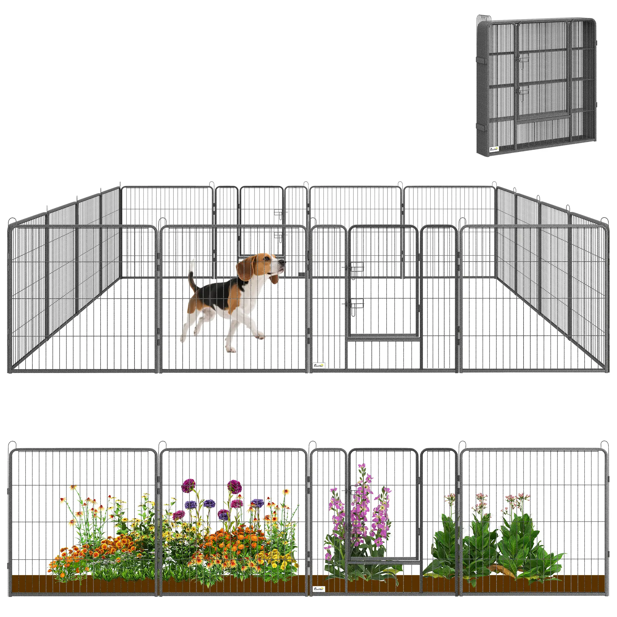 Heavy Duty Pet Playpen, 16 Panels Steel Dog Fence, 31.5" Height