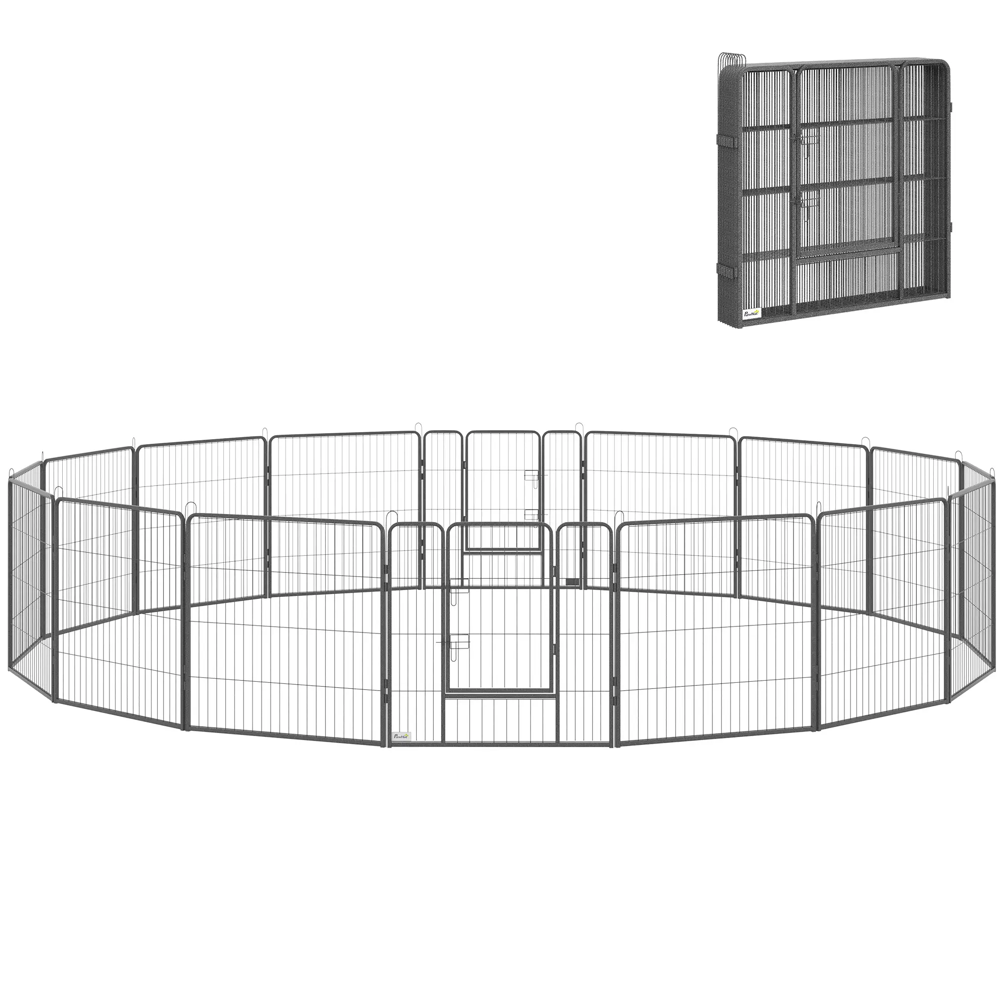 Heavy Duty Pet Playpen, 16 Panels Steel Dog Fence, 31.5" Height - Image 11