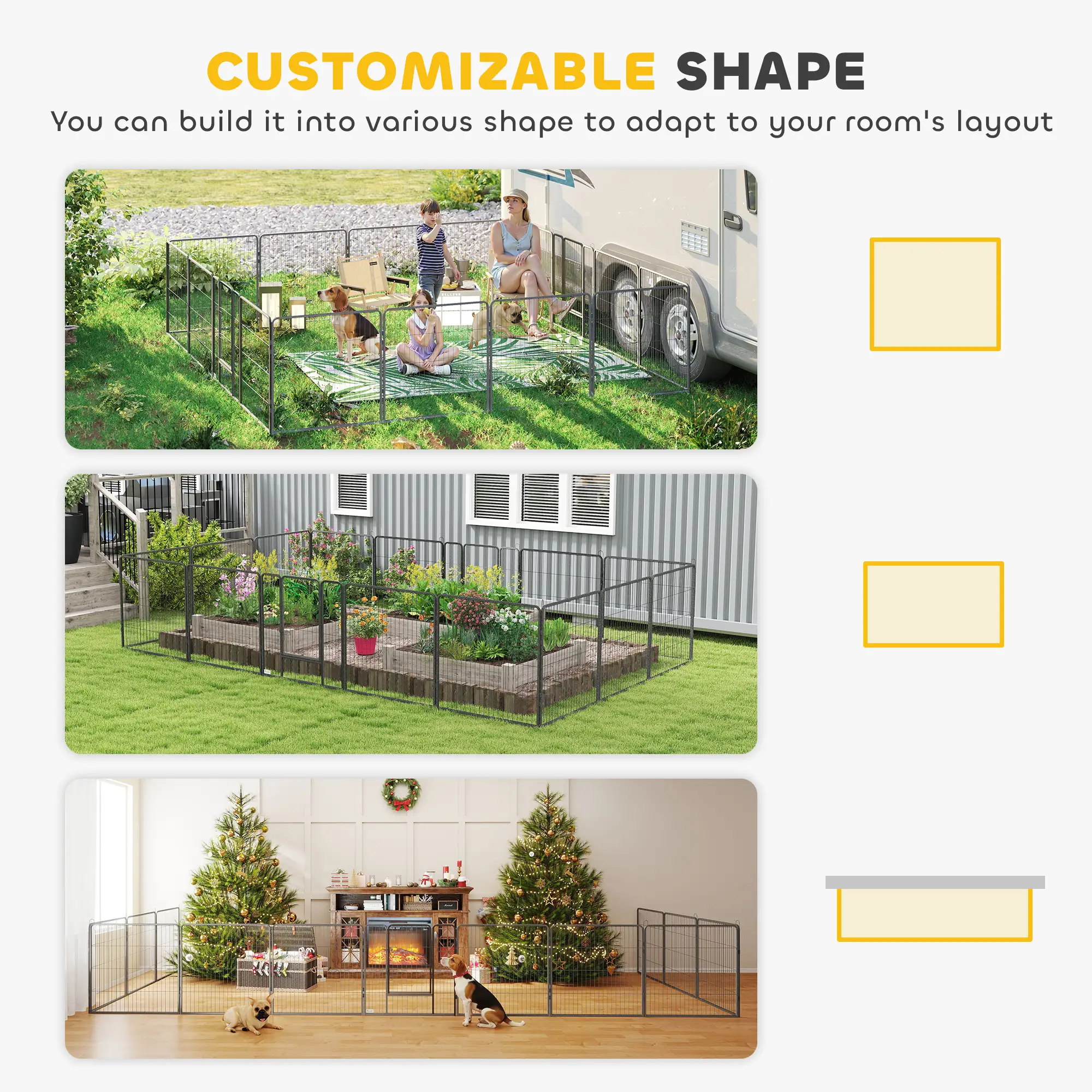 Heavy Duty Pet Playpen, 16 Panels Steel Dog Fence, 31.5" Height - Image 4