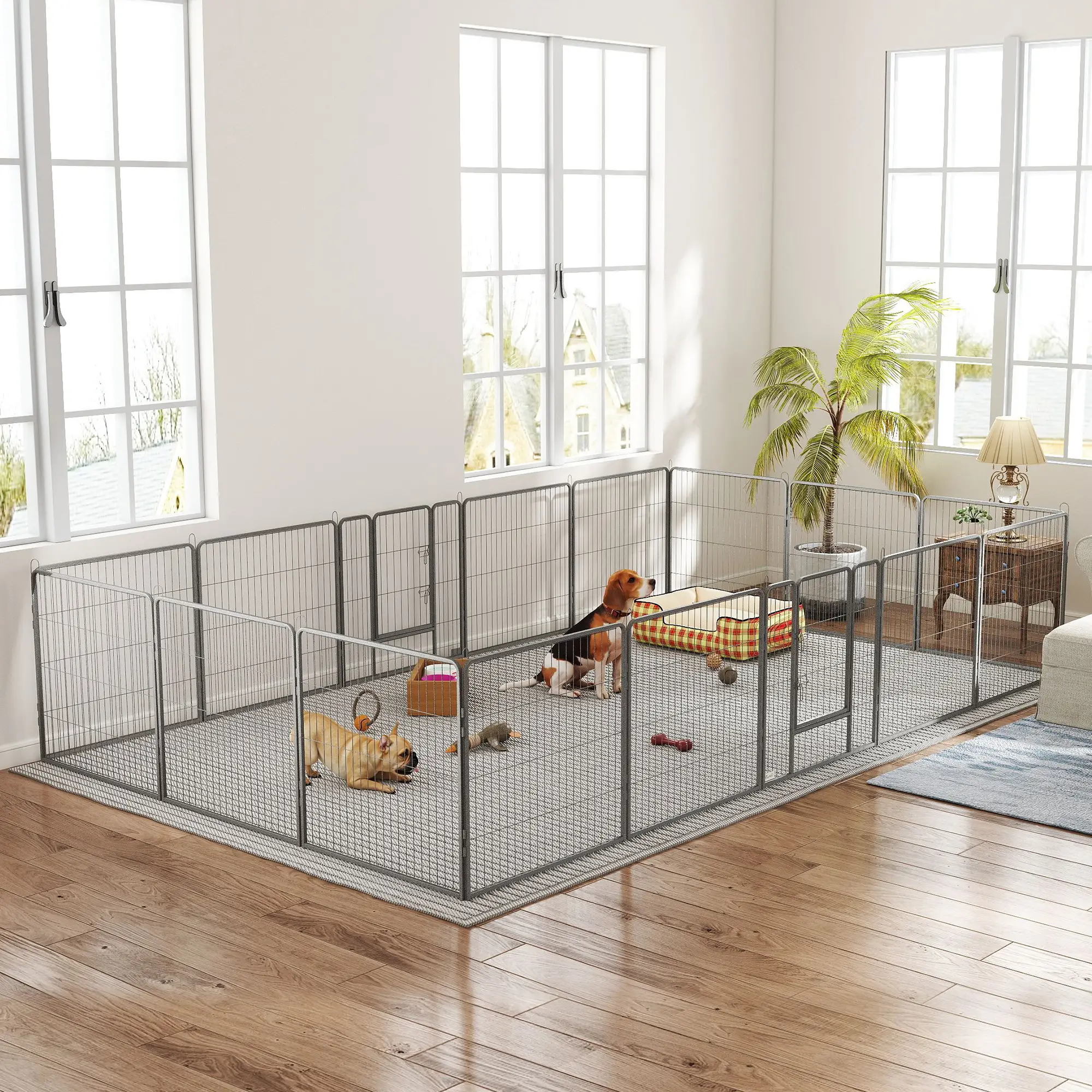 Heavy Duty Pet Playpen, 16 Panels Steel Dog Fence, 31.5" Height - Image 8