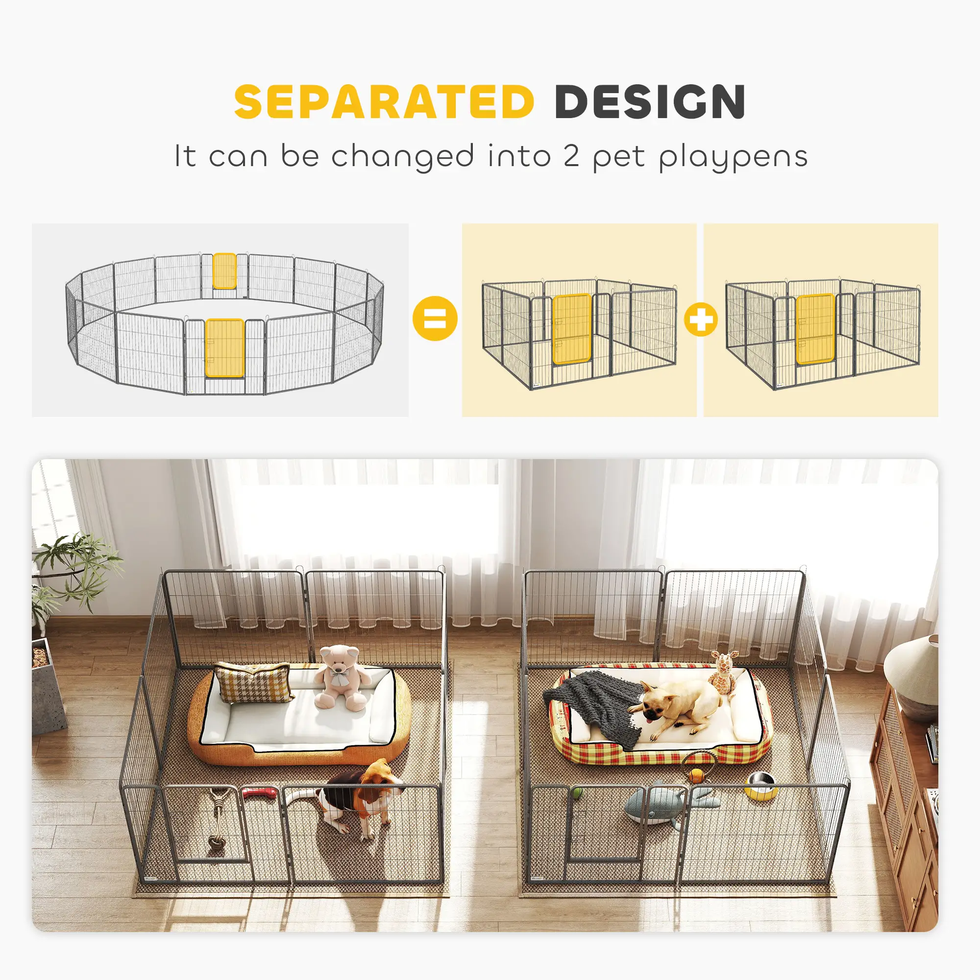 Heavy Duty Pet Playpen, 16 Panels Steel Dog Fence, 31.5" Height - Image 9