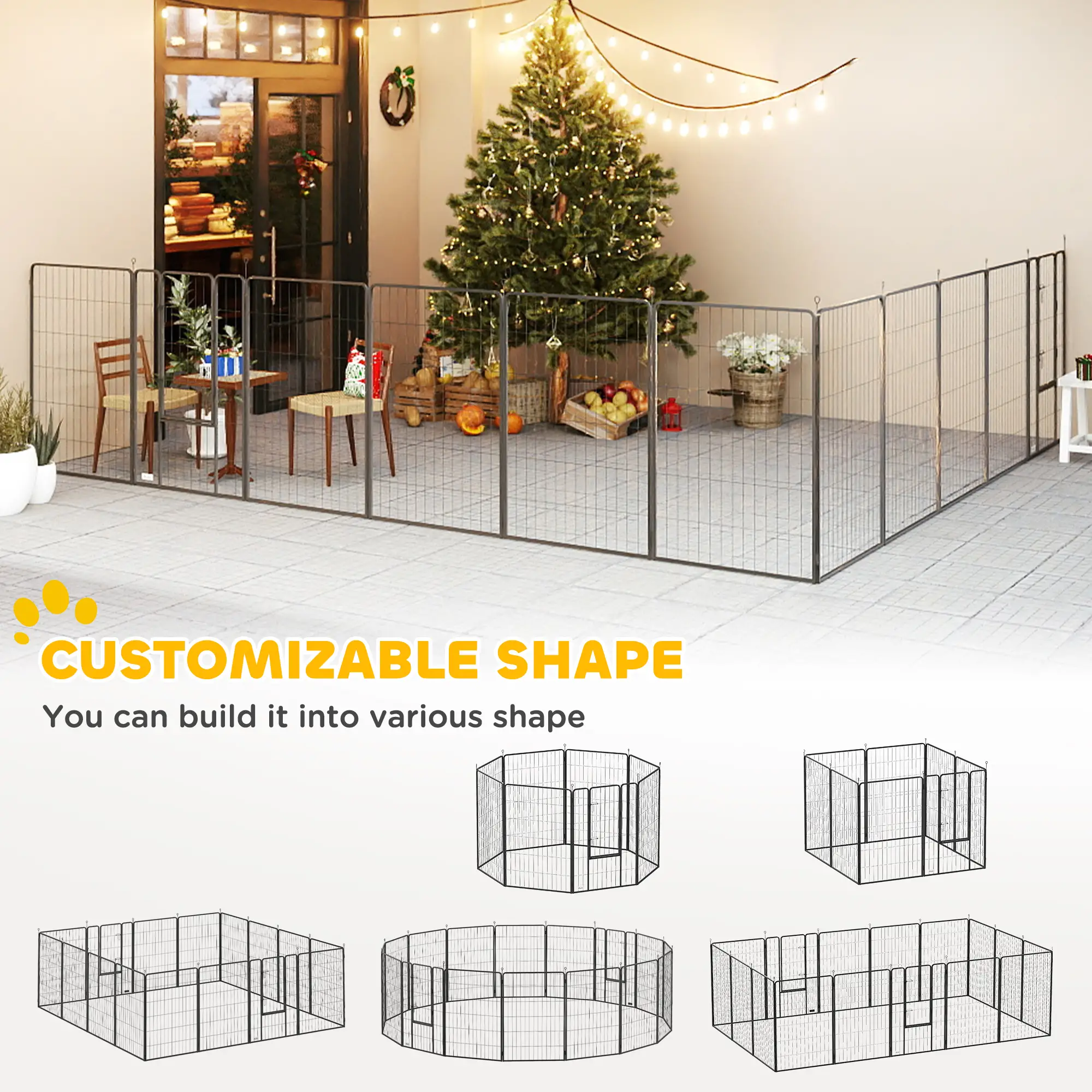 Heavy Duty Pet Playpen, 16 Panels Steel Dog Fence, 47" Height - Image 4
