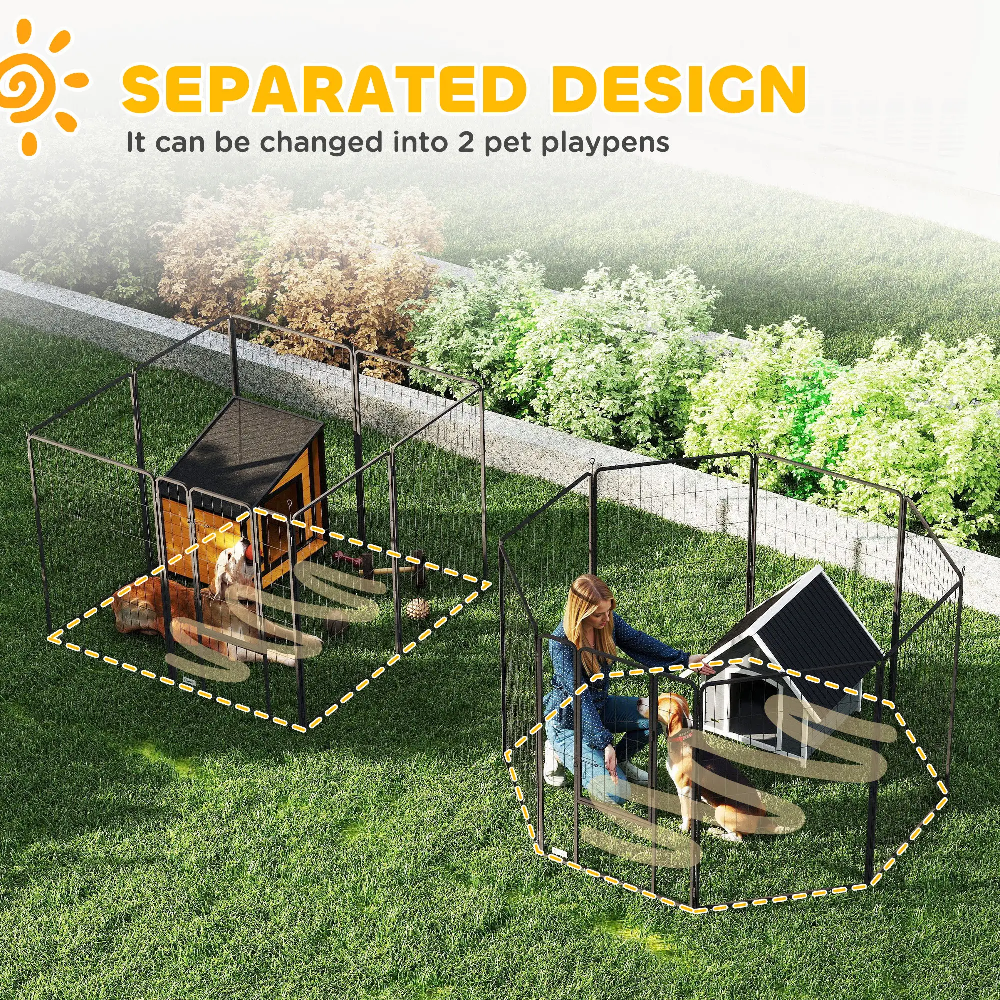 Heavy Duty Pet Playpen, 16 Panels Steel Dog Fence, 47" Height - Image 5