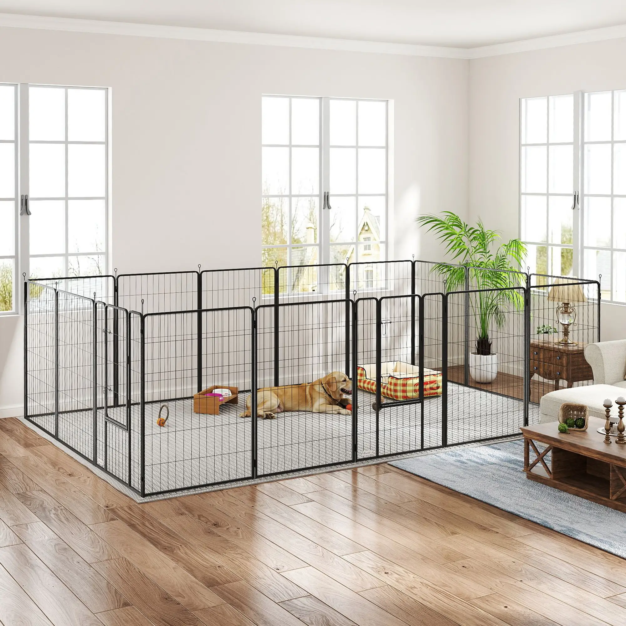 Heavy Duty Pet Playpen, 16 Panels Steel Dog Fence, 47" Height - Image 8