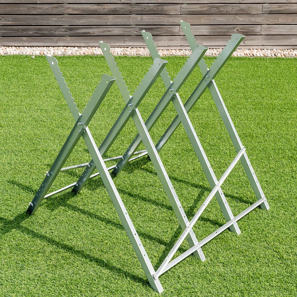 220 lbs Heavy Duty Portable Foldable Steel Sawhorse, Silver - Image 6