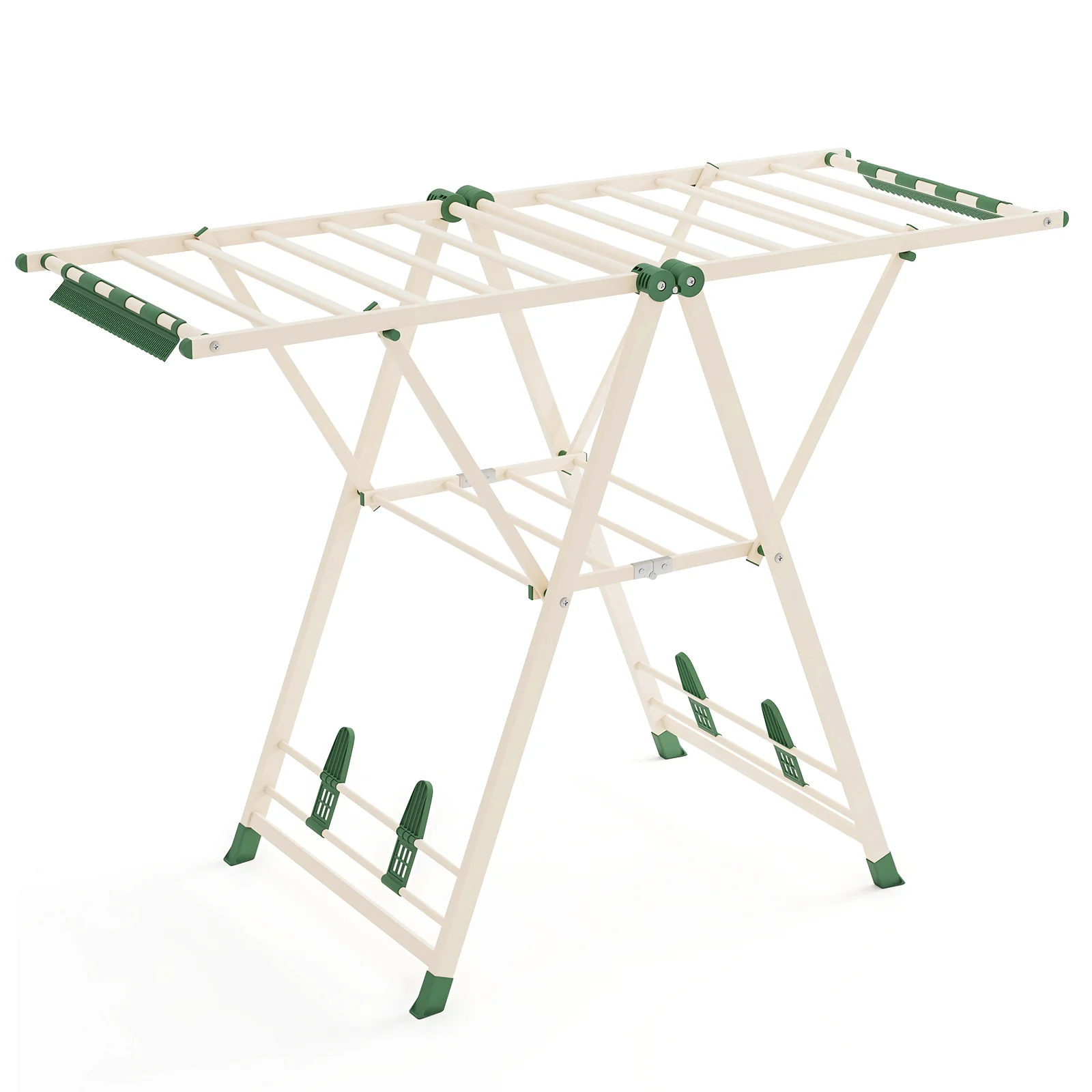 Height Adjustable Clothes Drying Rack, Beige - Image 4