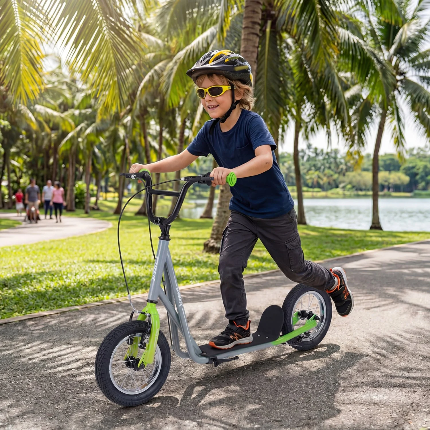 Height Adjustable Kid Kick Scooter, 12 Inch, Grey - Image 2