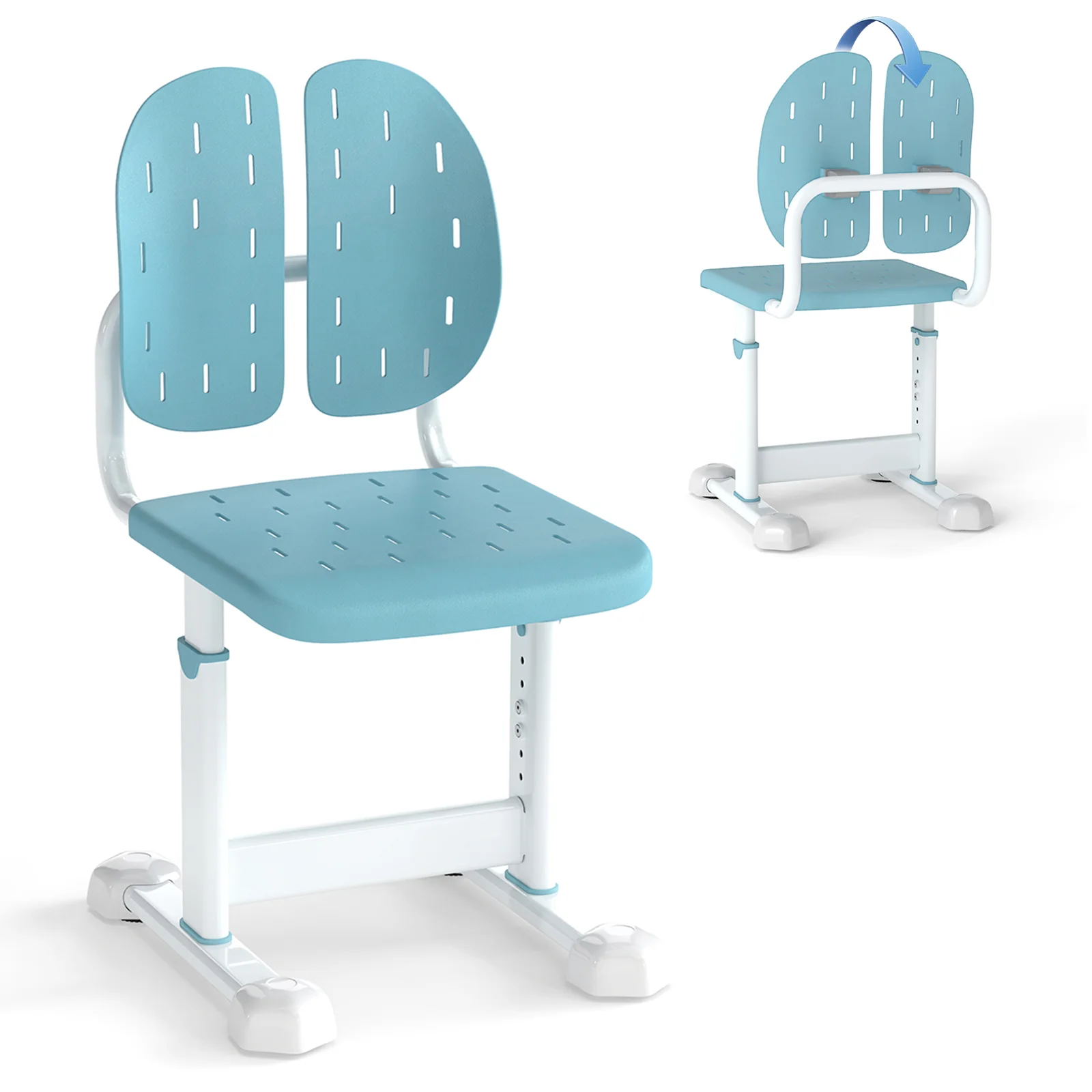 Height Adjustable Kids Study Chair, Double Back Support, Breathable Seat, Blue - Image 5