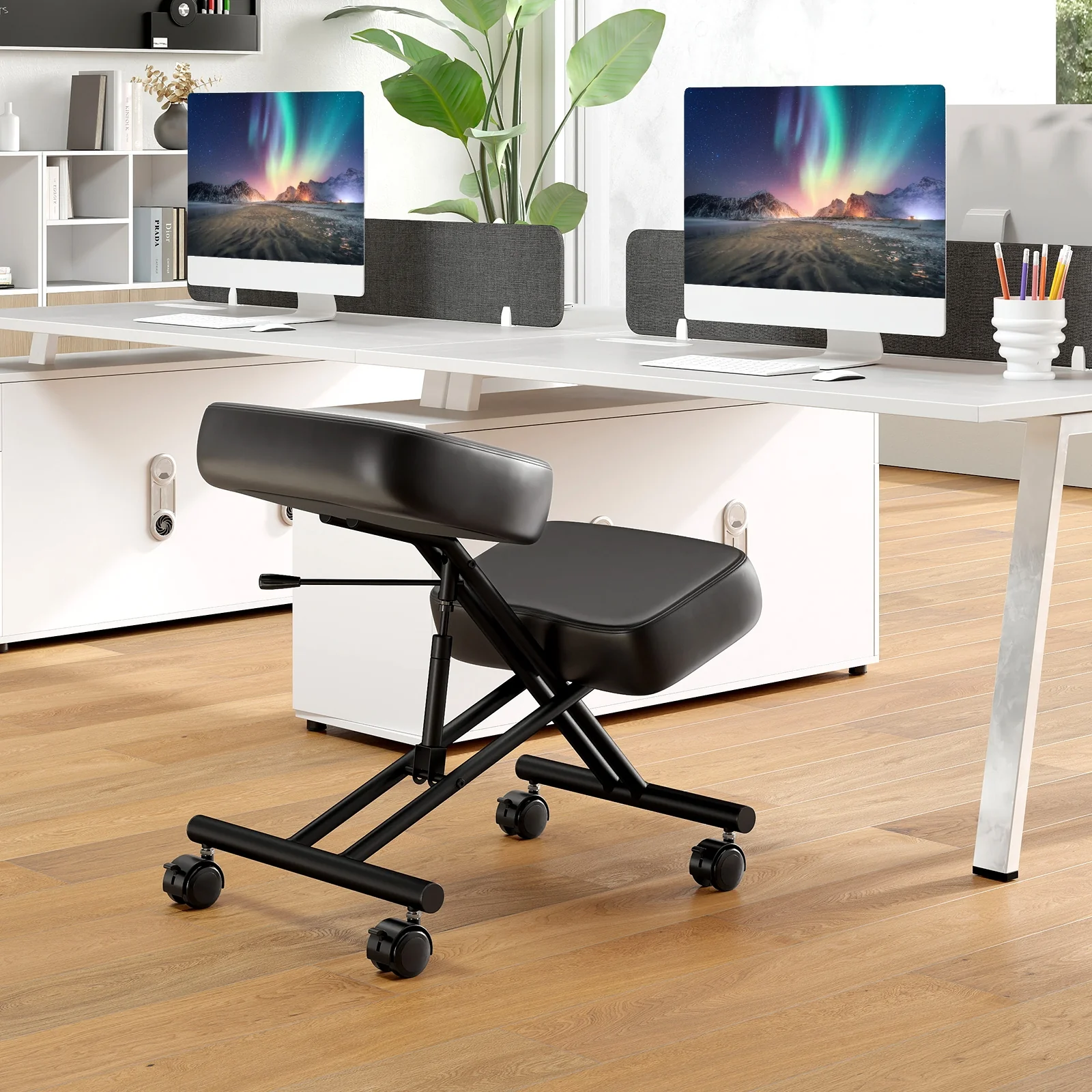 Height Adjustable Kneeling Chair, Posture Correction Stool, Black - Image 2