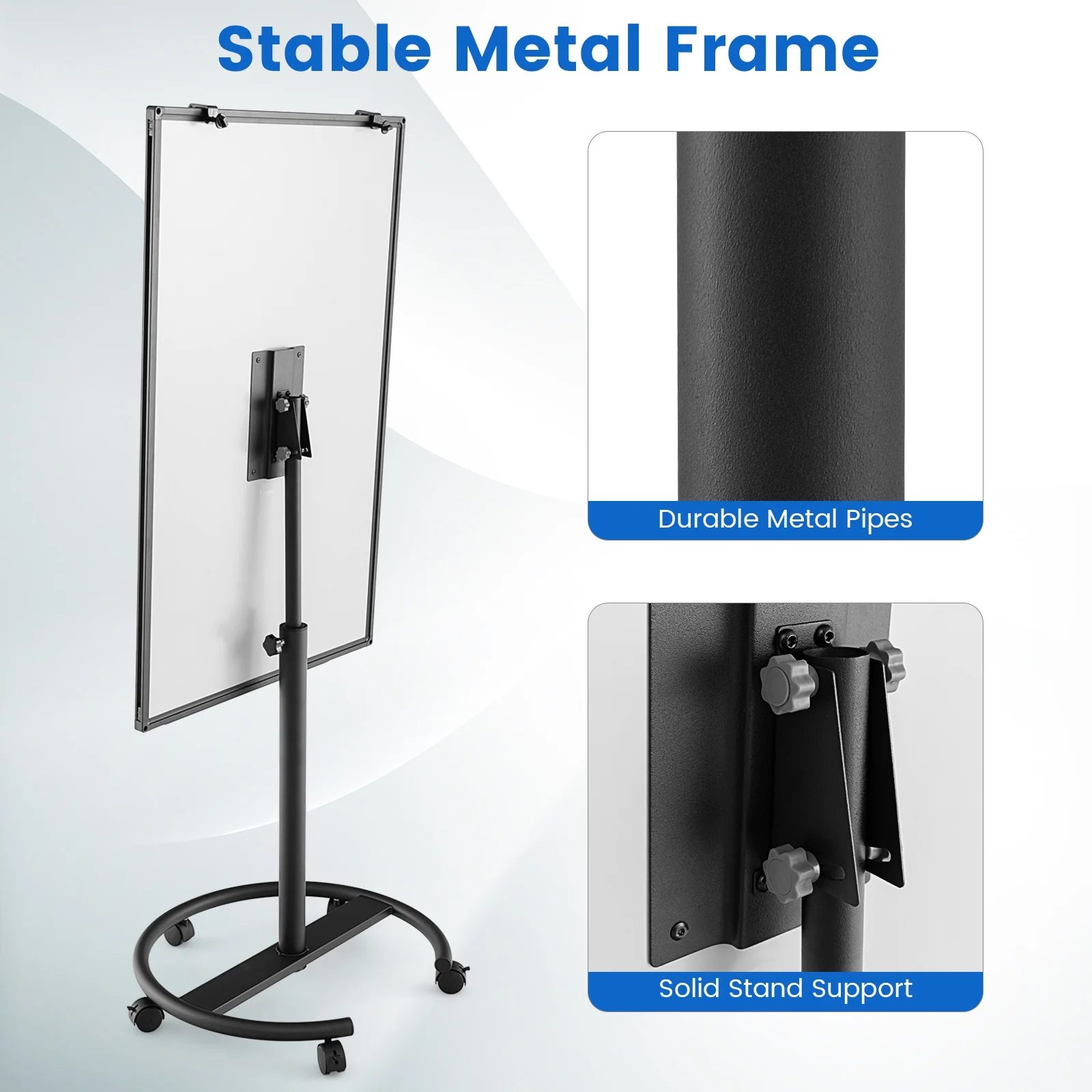 Height-Adjustable Mobile Whiteboard, Black - Image 8