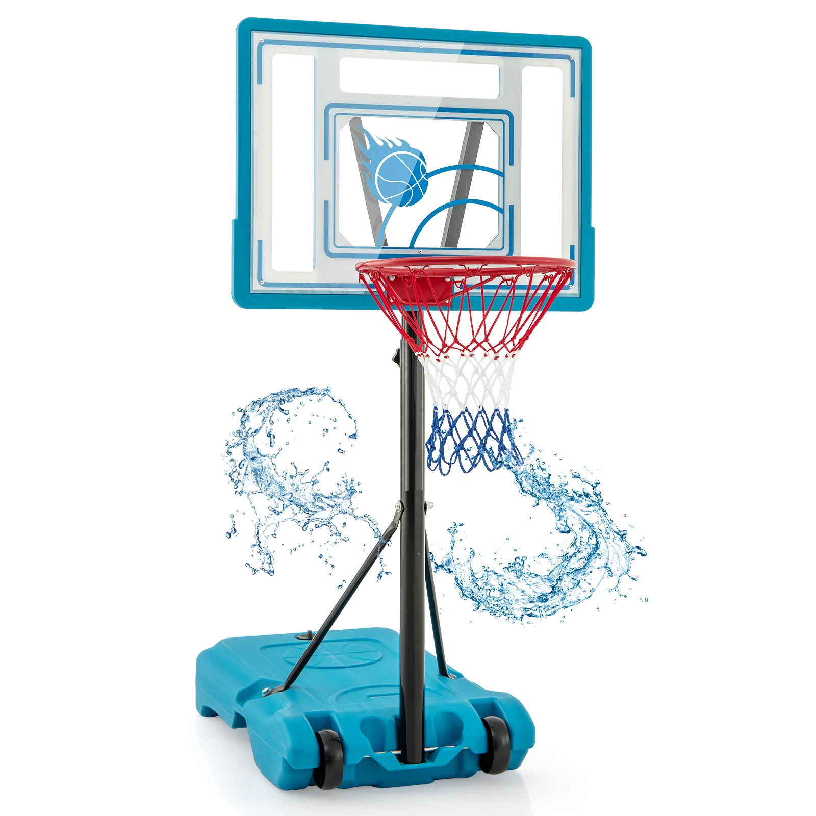 Height Adjustable Pool Basketball Hoop, 3.8-4.4 Feet, Blue - Image 4
