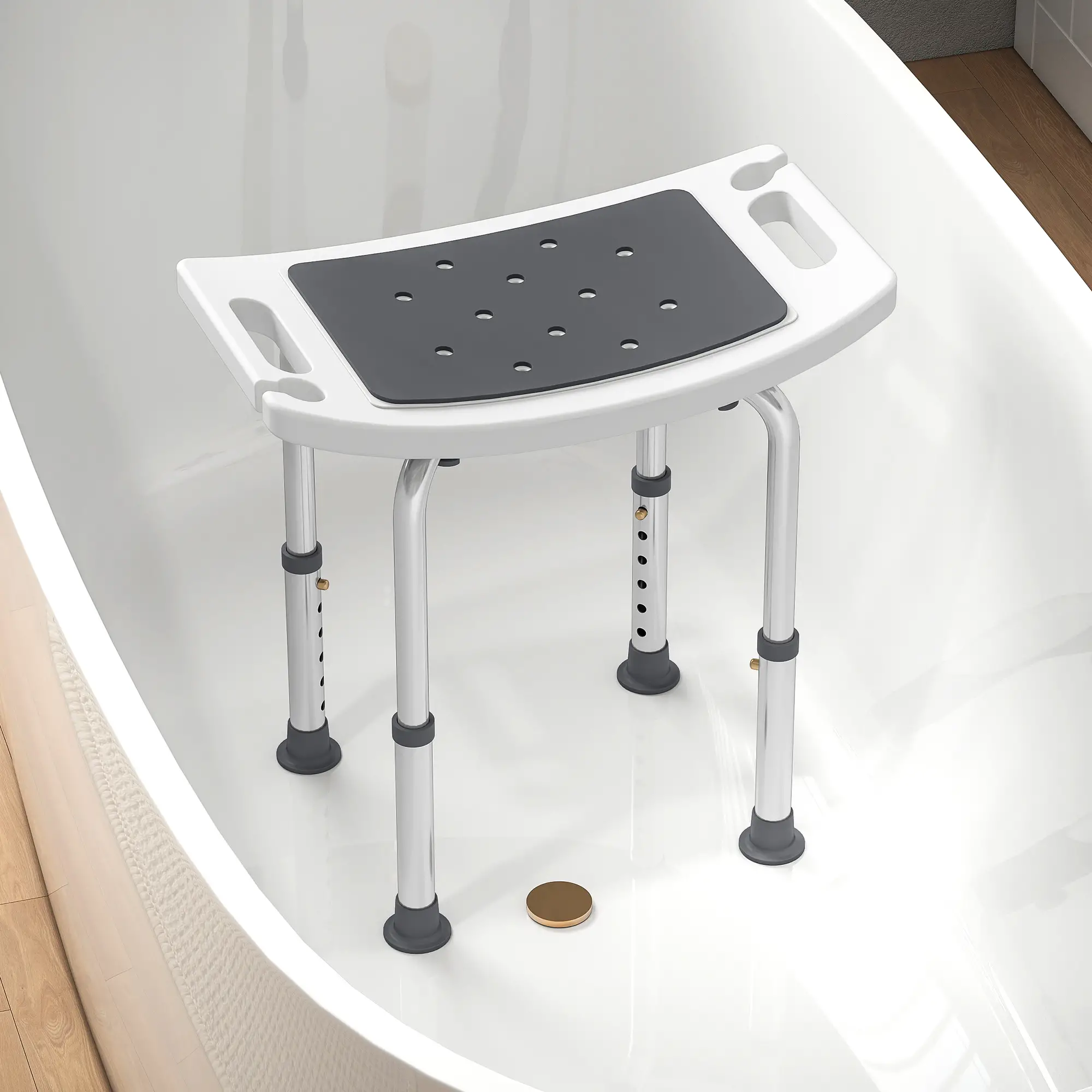 Height Adjustable Shower Chair, Padded Bath Seat For Seniors - Image 8