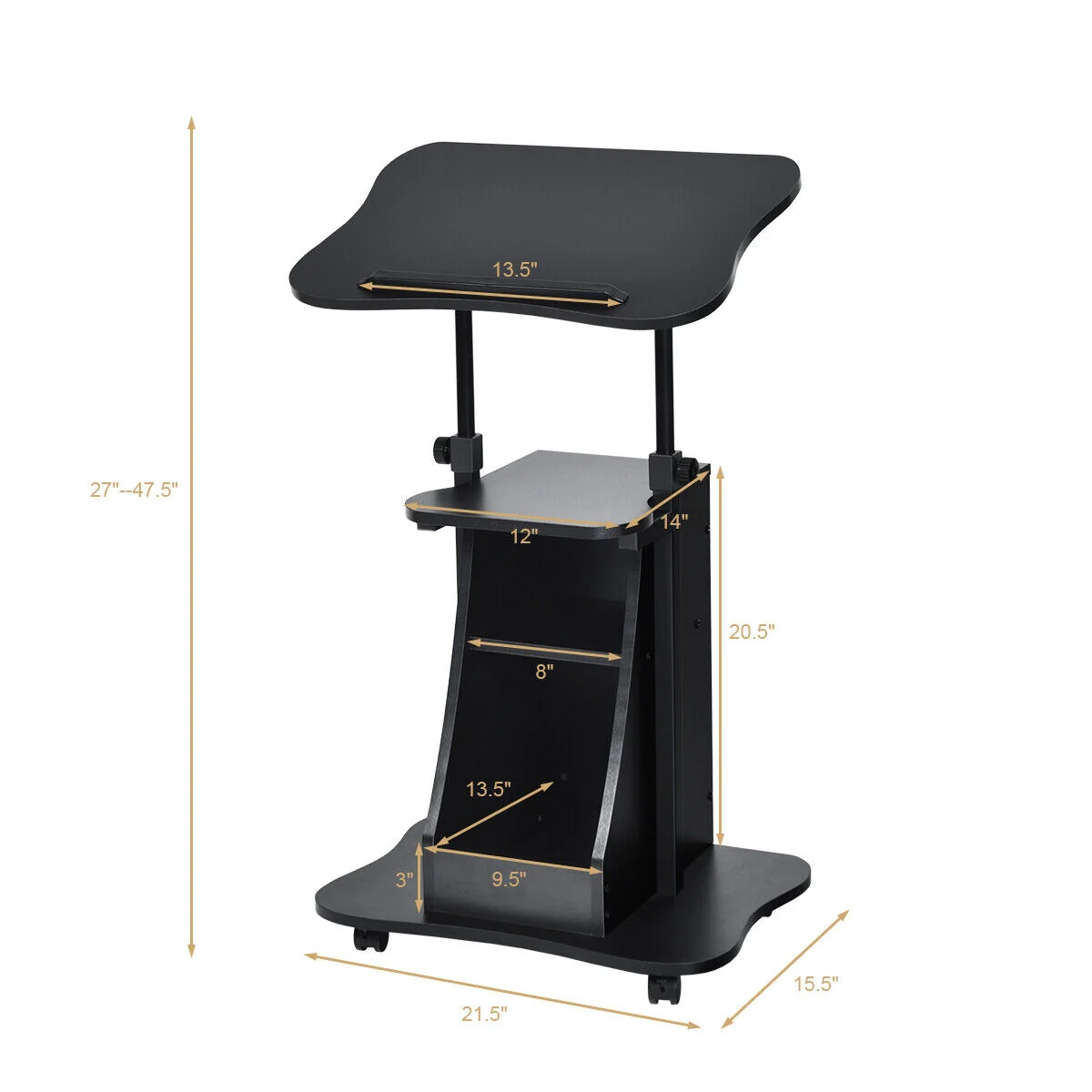 Height Adjustable Sit To Stand Laptop Desk Cart, Black - Image 5