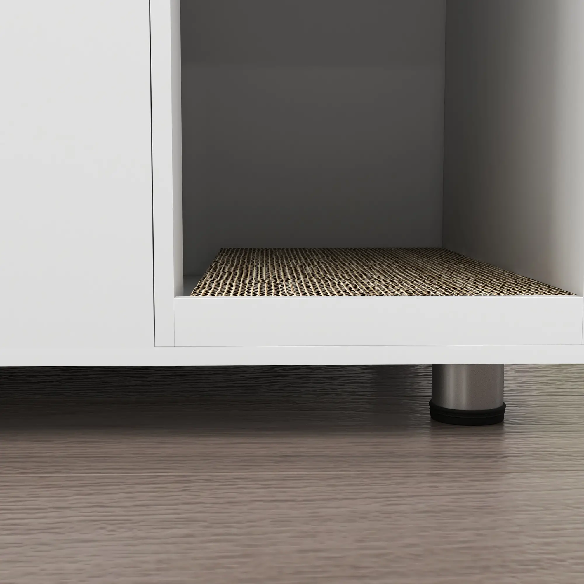 Hidden Cat Litter Box Furniture, Double Doors, Scratching Pad, White - Image 10