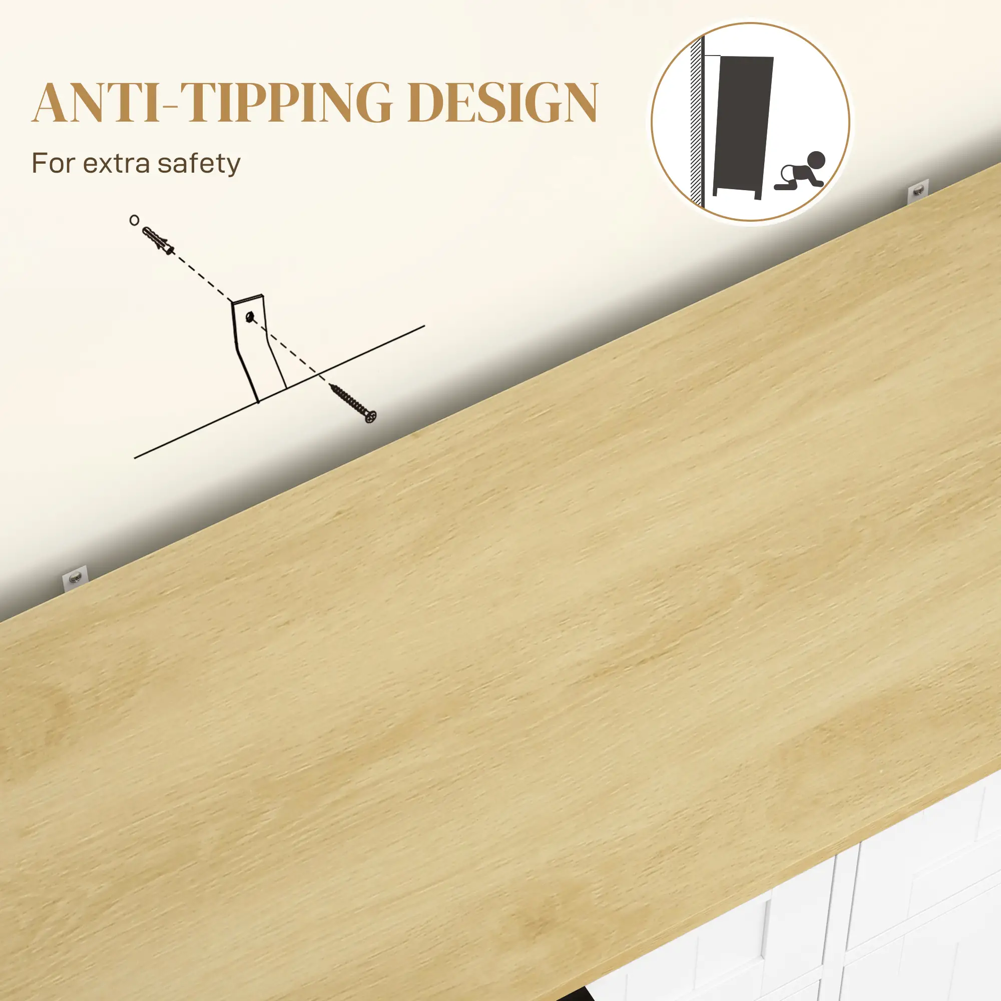 Hidden Garbage Bin Cabinet, Tilt Out Trash, 2 Drawers, White - Image 9