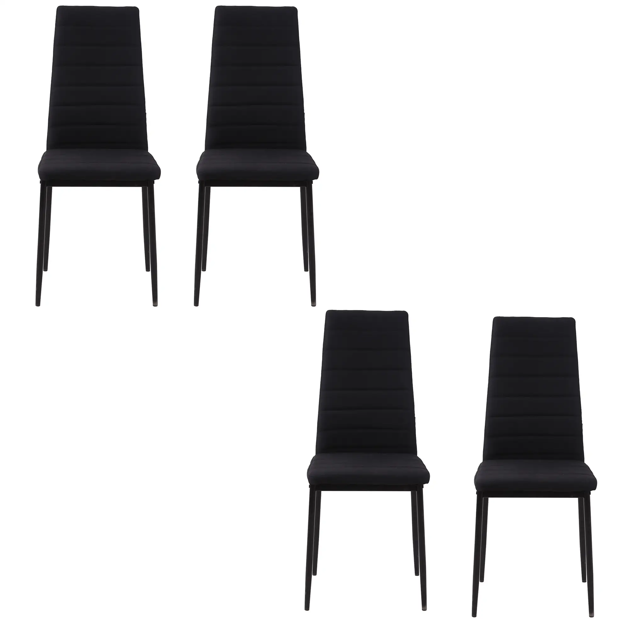 High Back Dining Chairs, Upholstered Linen Fabric, Metal Legs, Set of 4, Black - Image 13
