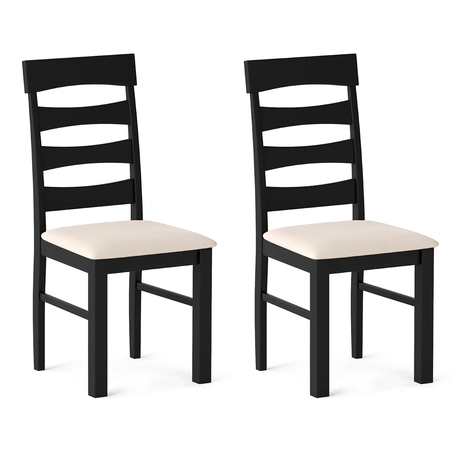 High Back Dining Room Chairs Set of 2 with Padded Seat, Black - Image 4